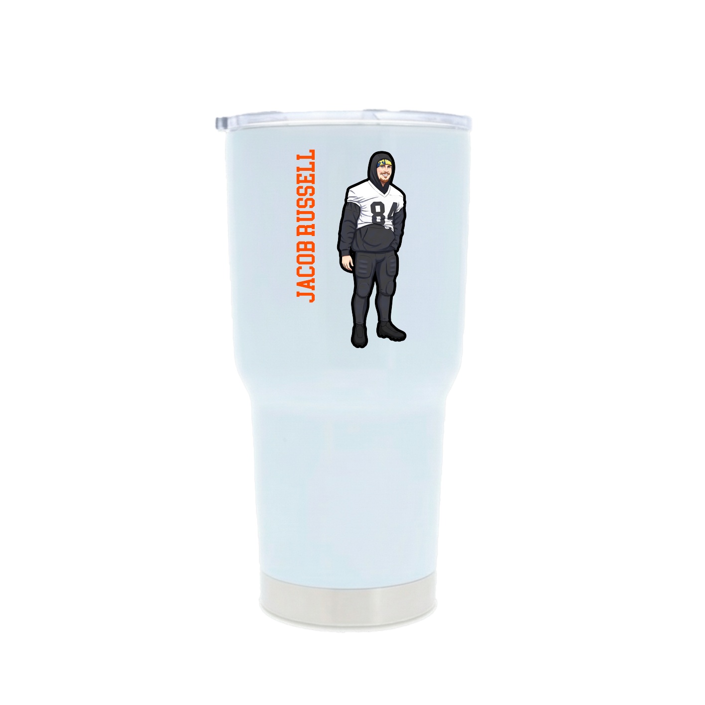 30oz Stainless Steel Tumbler — Name Vertical in White