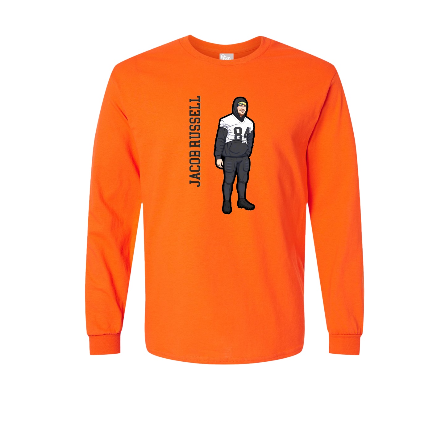 Long Sleeve Tee — Name Vertical in Orange
