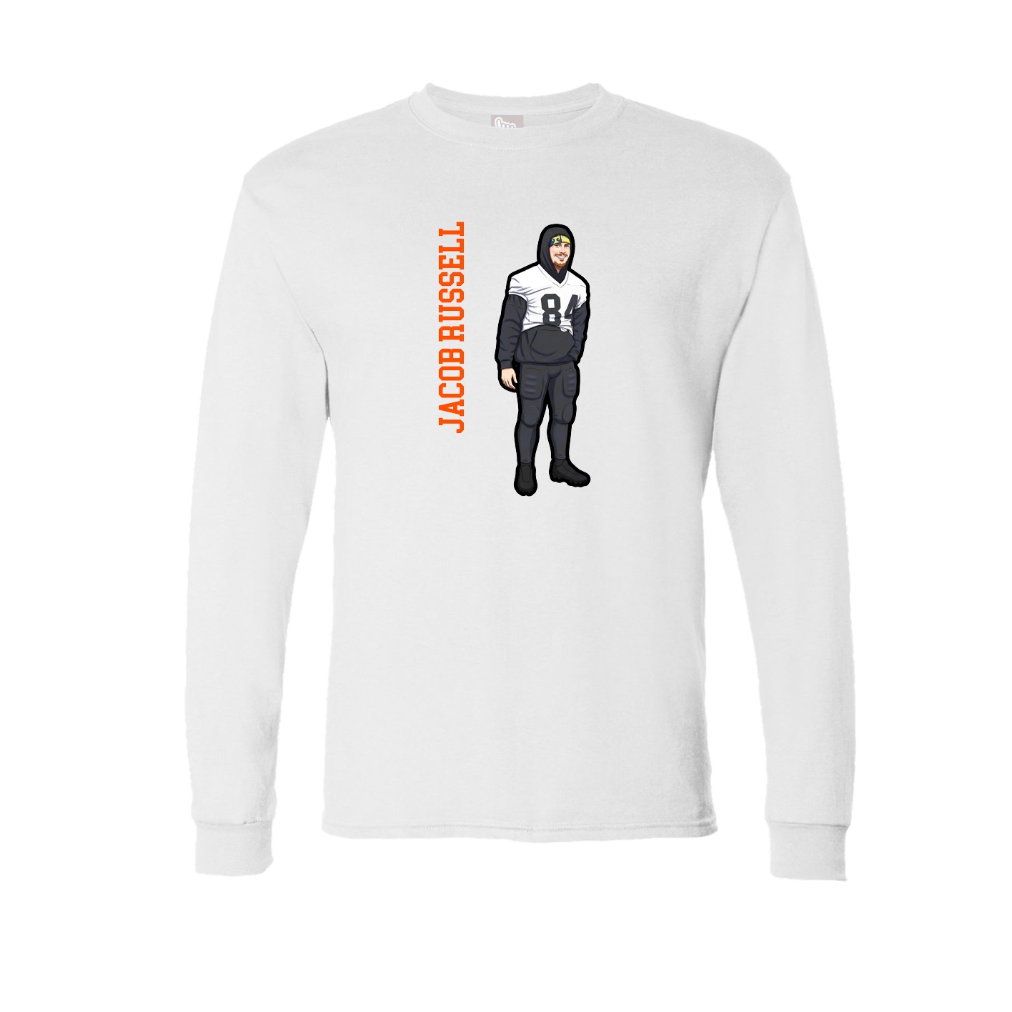 Long Sleeve Tee — Name Vertical in White