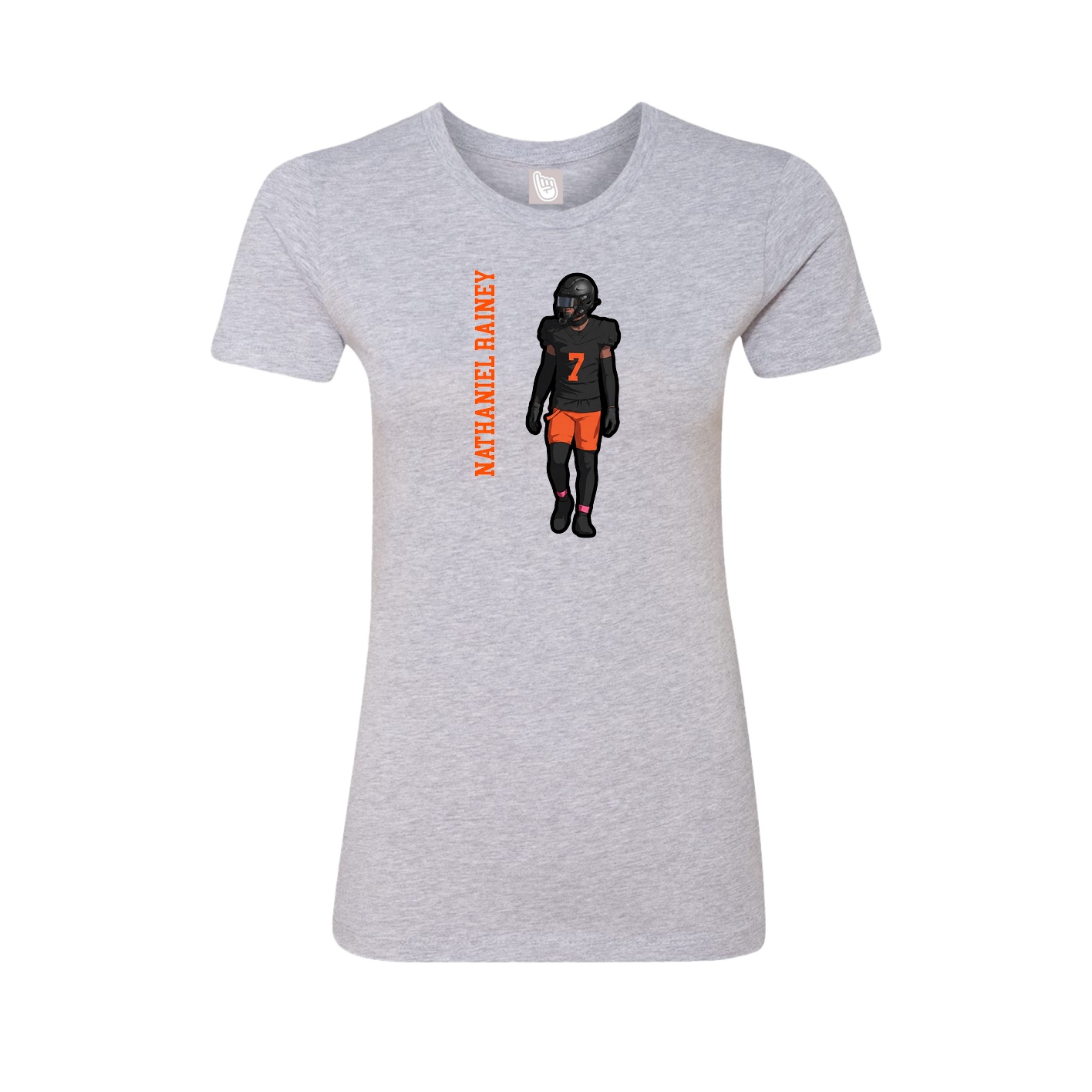 Womens Tee — Name Vertical in Grey
