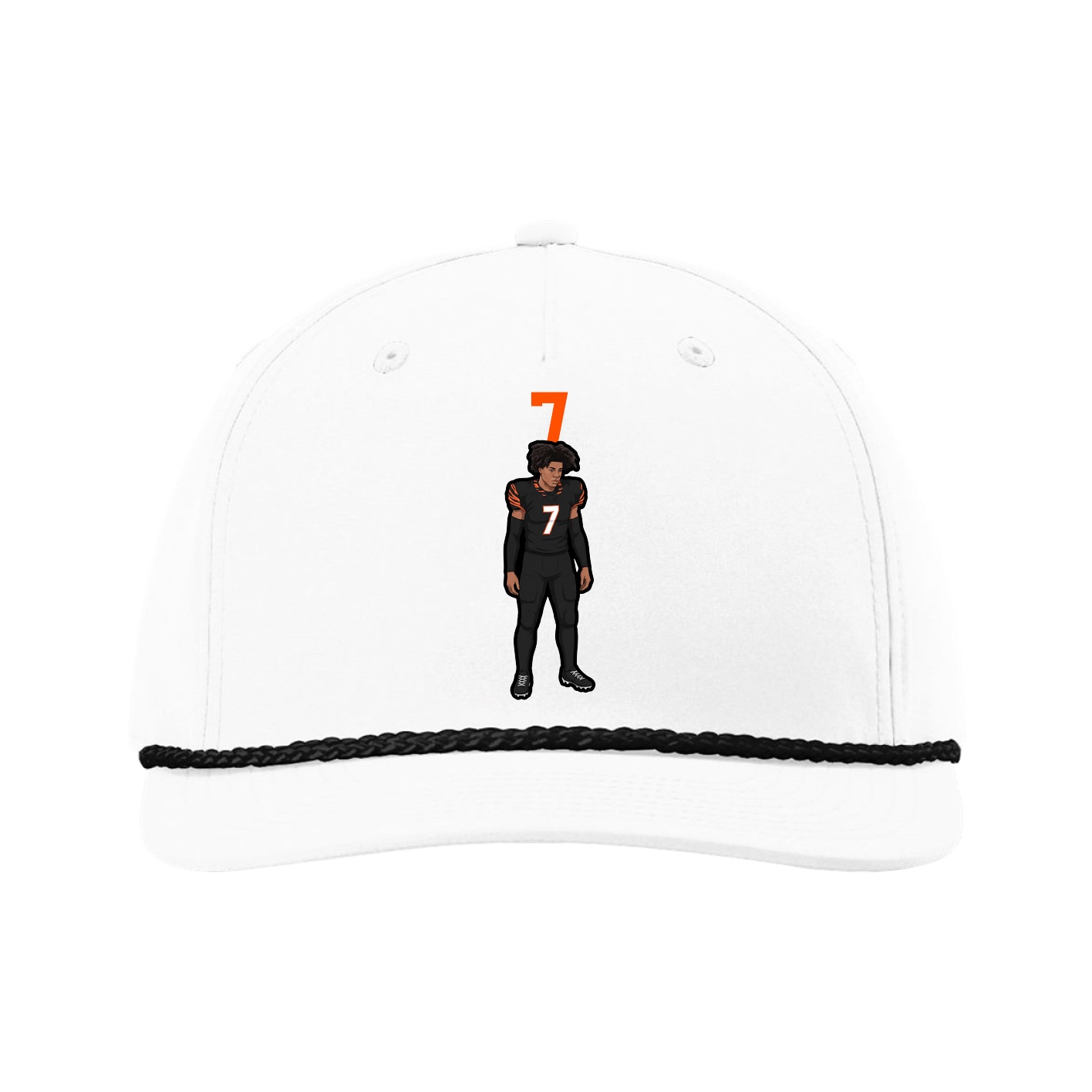 Five-Panel Classic Rope Cap — Number Top in White