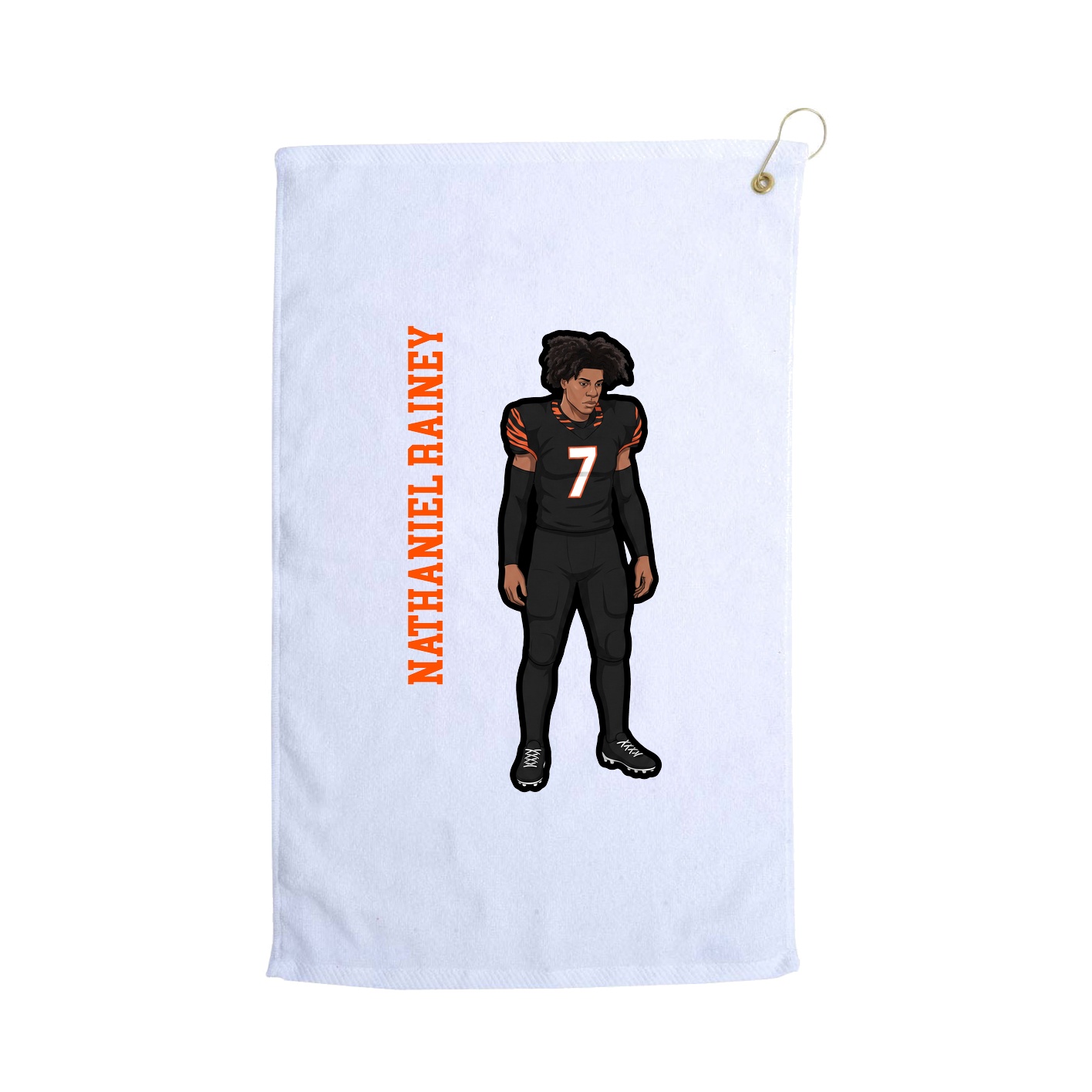 Golf Towel — Name Vertical in White