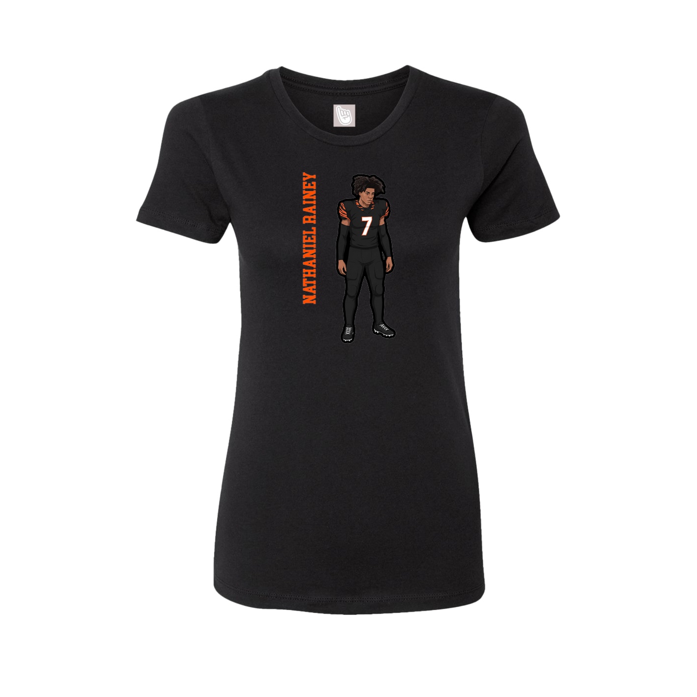 Womens Tee — Name Vertical in Black