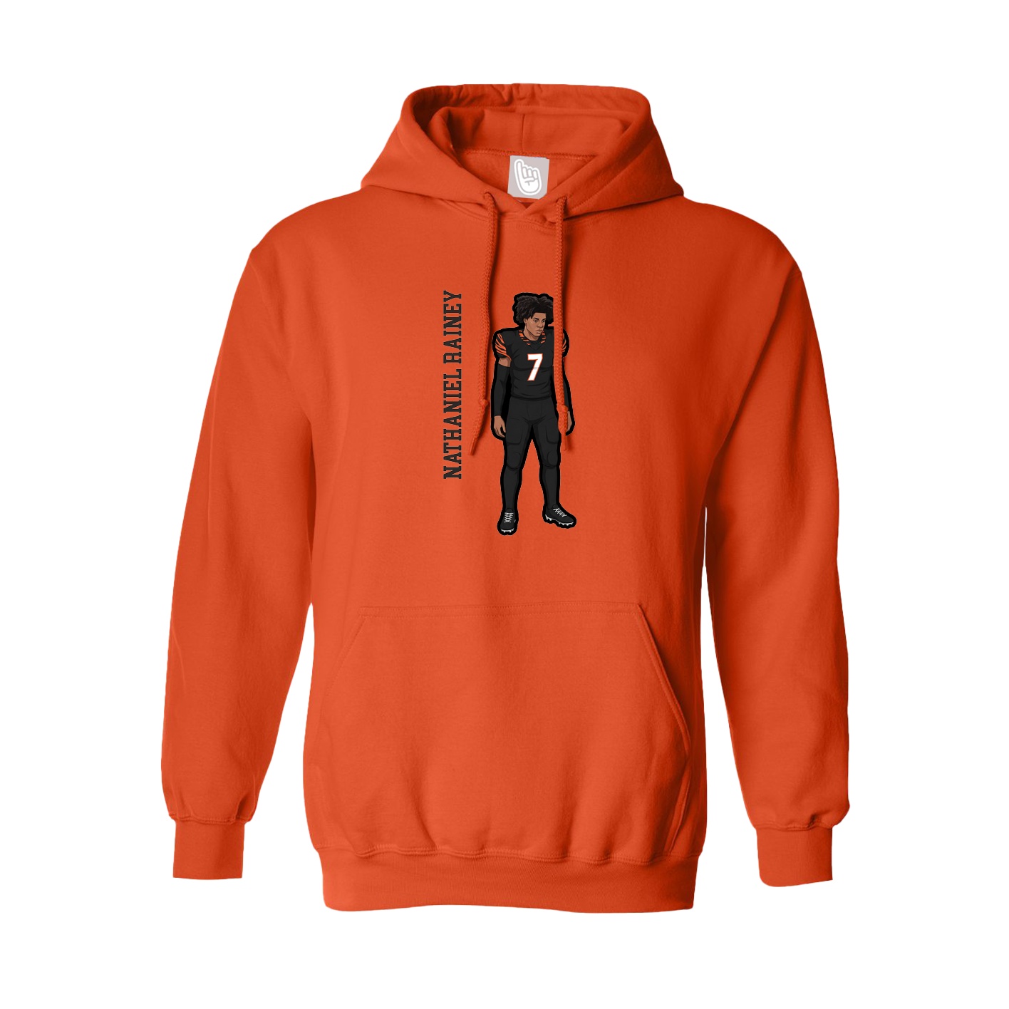 Youth Hoodie — Name Vertical in Orange