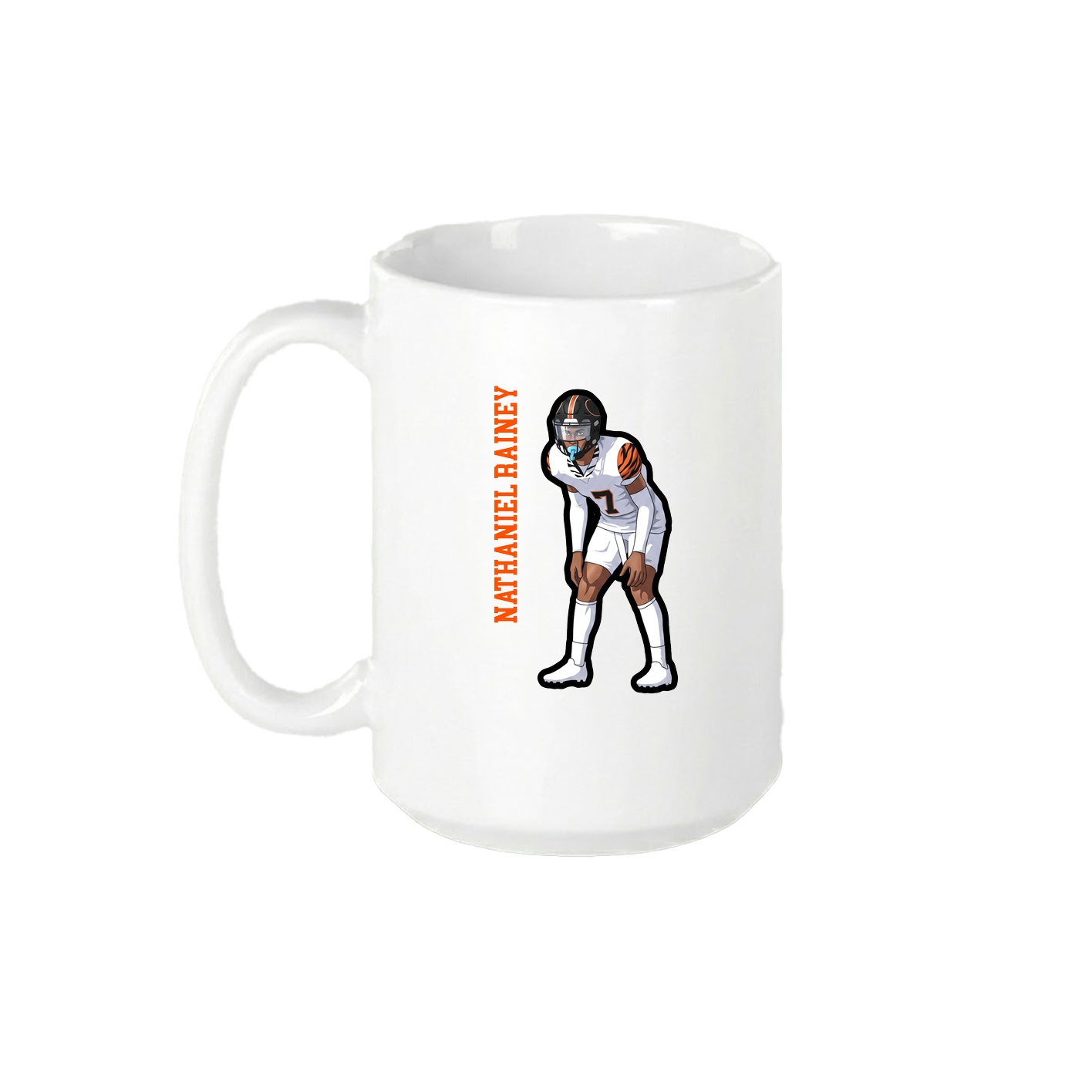 15oz Coffee Mug — Name Vertical in White