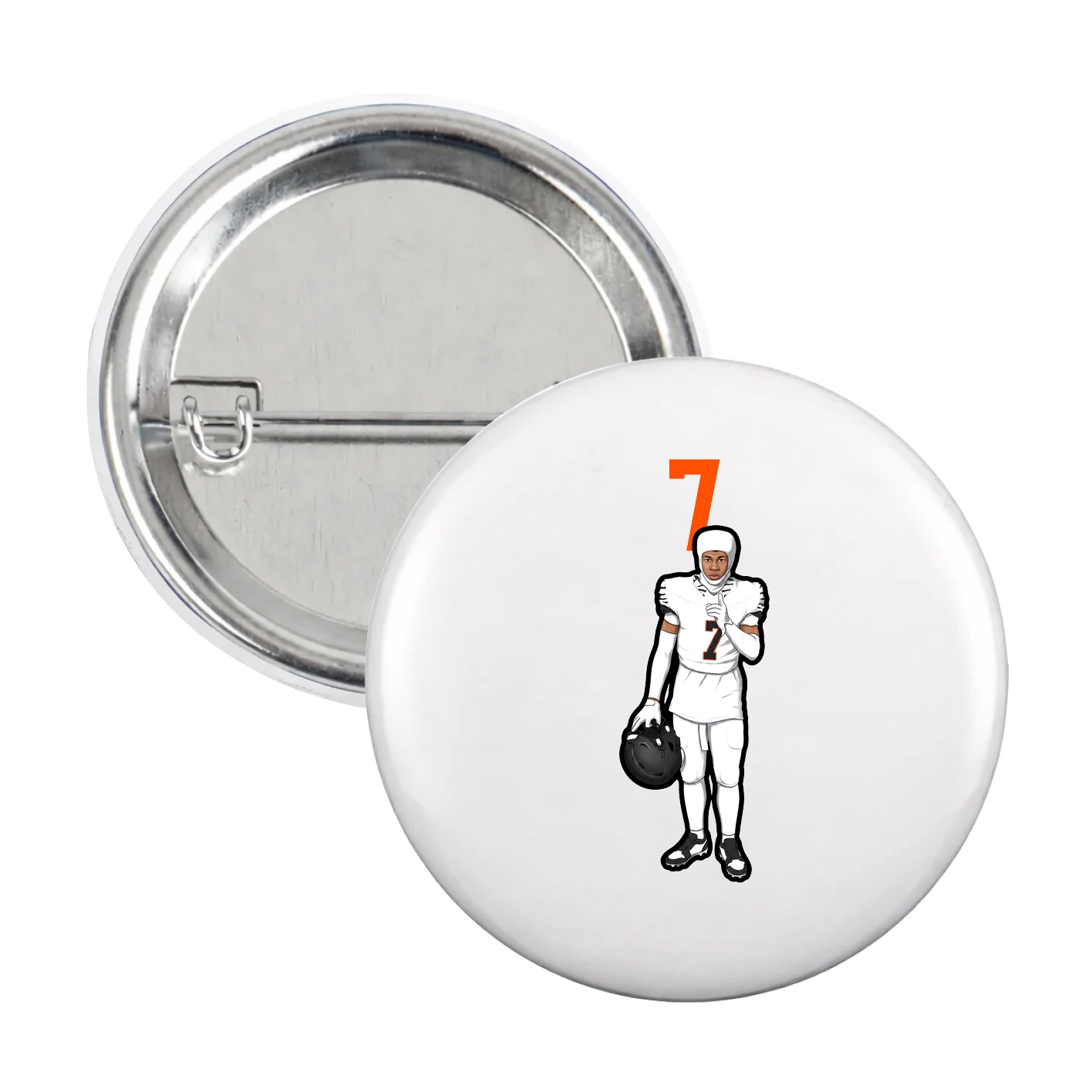 Game Day Button — Number Top in White