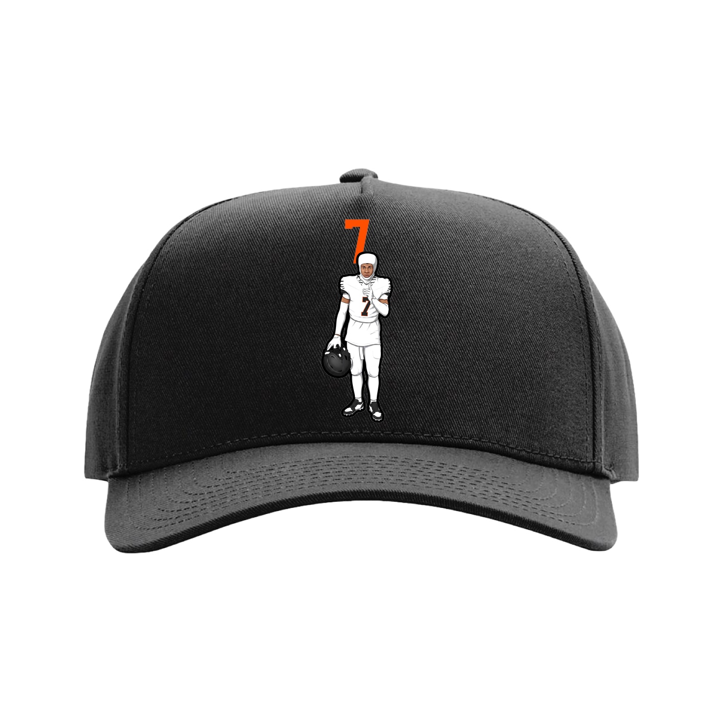 Full Fabric Five-Panel Champ Cap — Number Top in Black