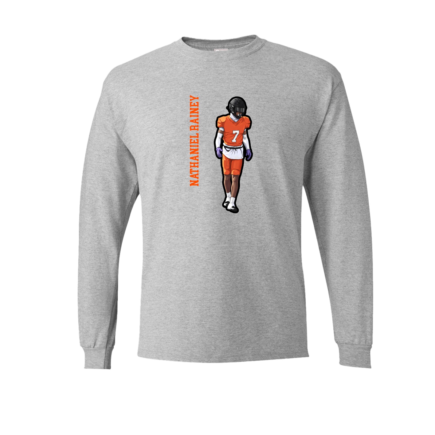 Long Sleeve Tee — Name Vertical in Grey