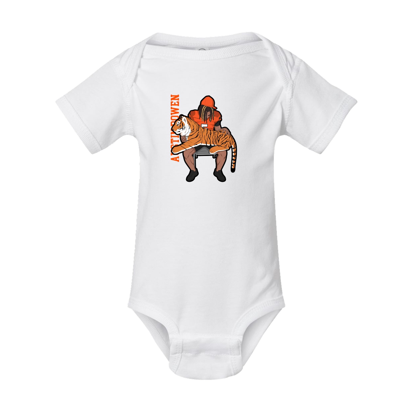 Baby Onesie — Name Vertical in White