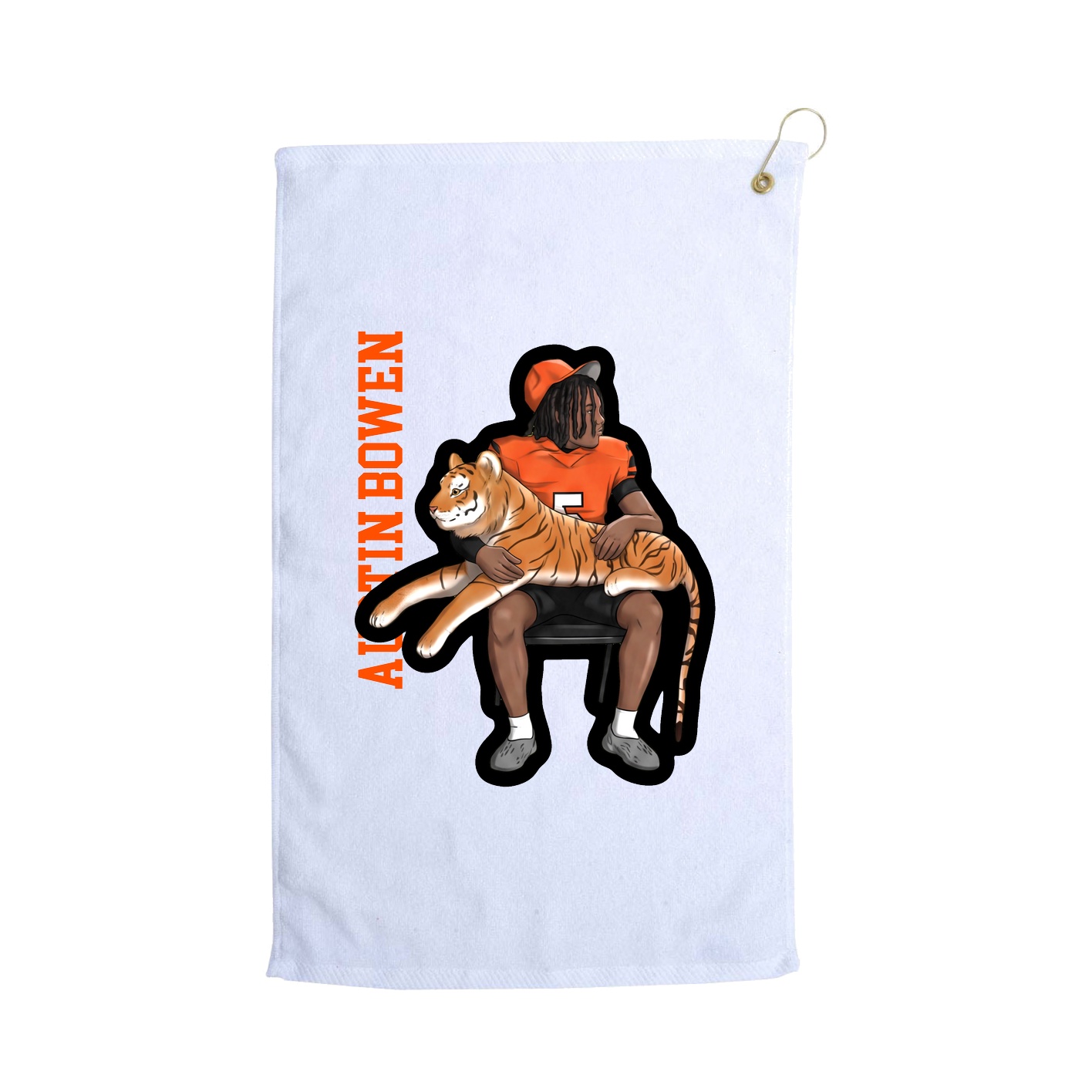 Golf Towel — Name Vertical in White