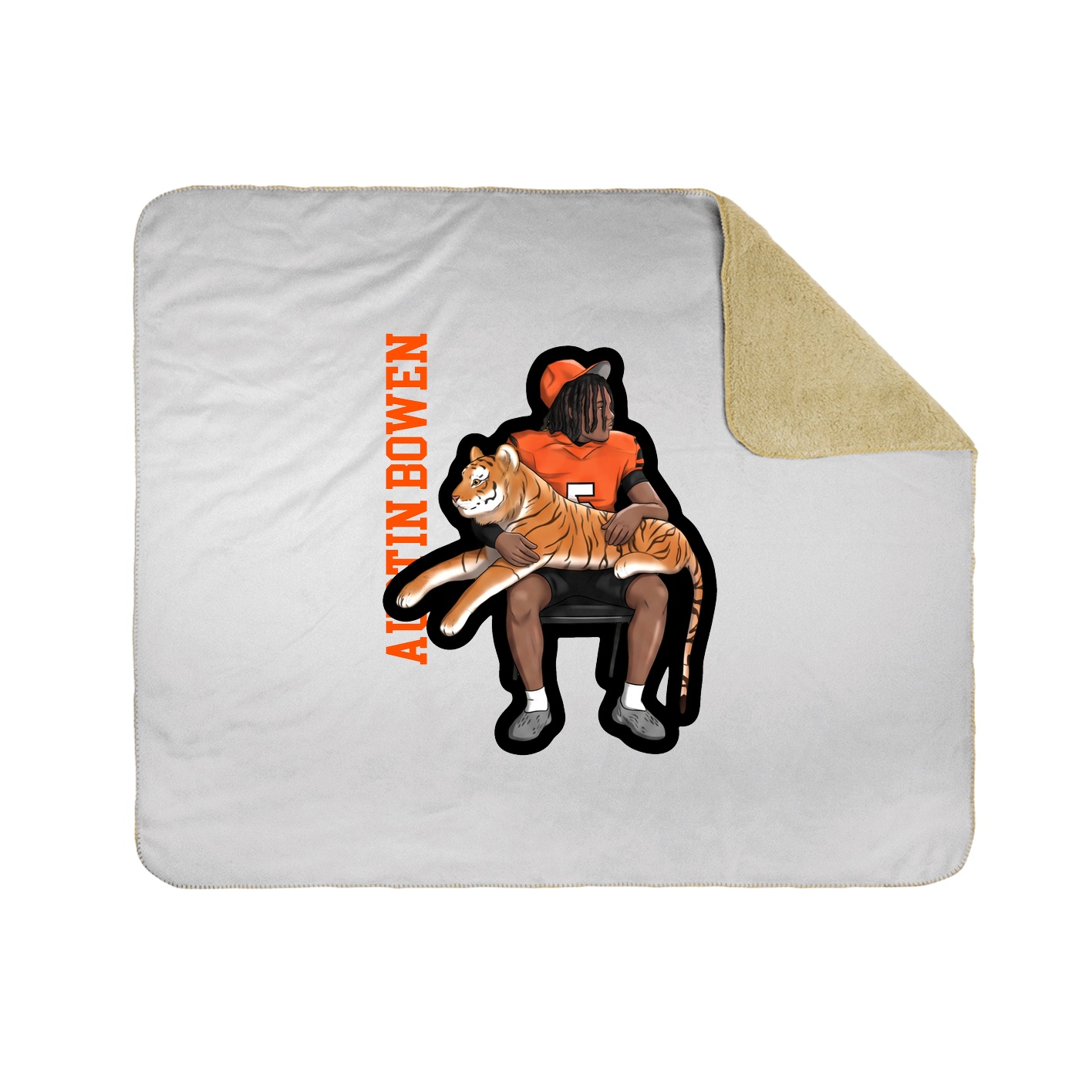 Throw Blanket — Name Vertical in White