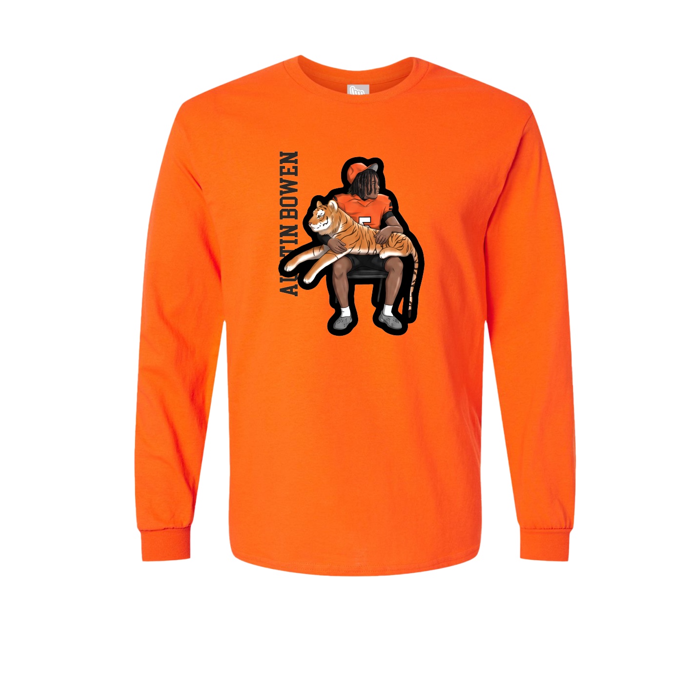 Long Sleeve Tee — Name Vertical in Orange