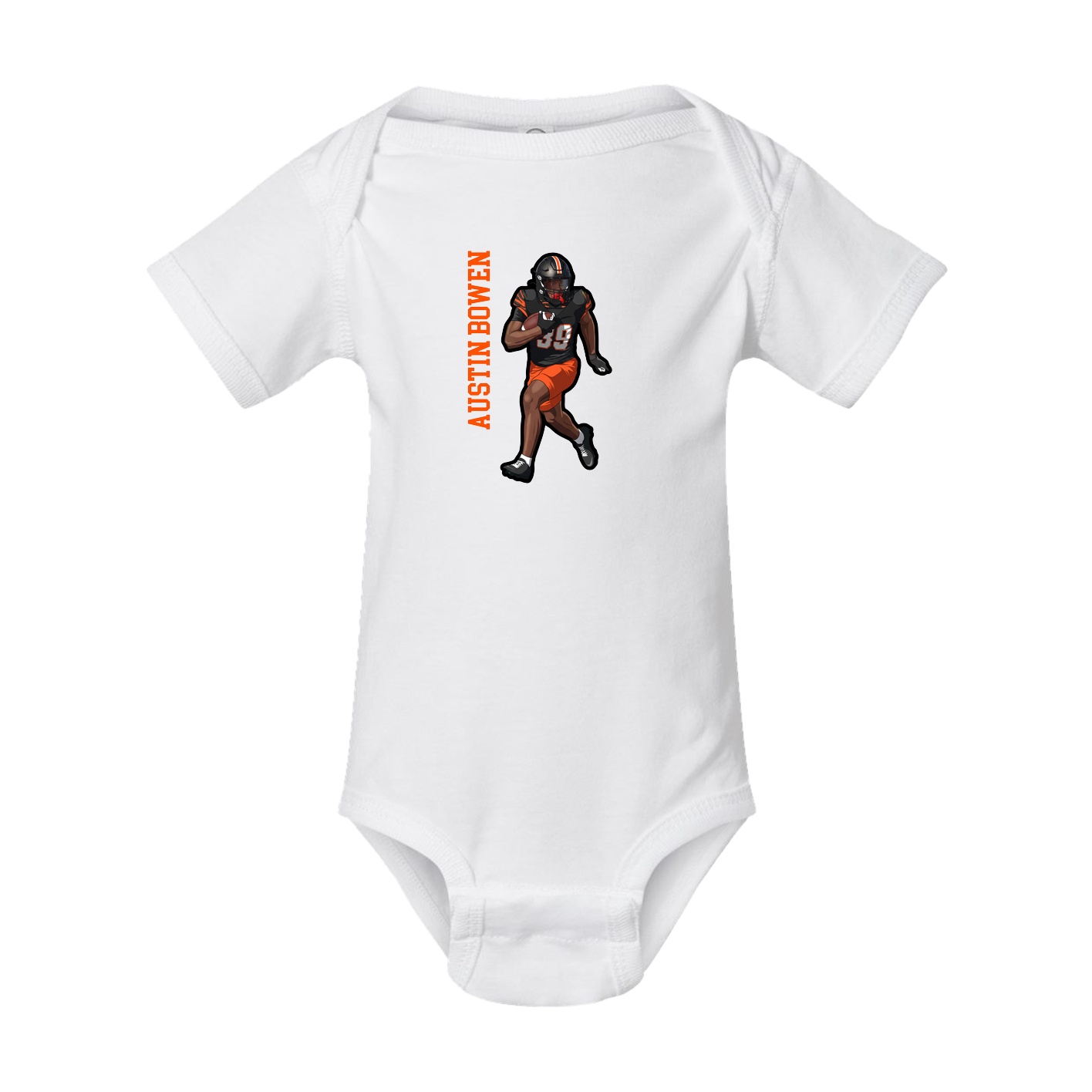 Baby Onesie — Name Vertical in White