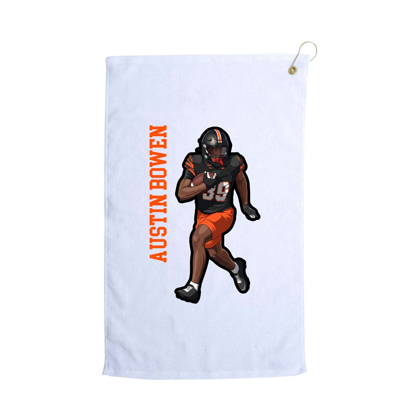 Golf Towel — Name Vertical in White