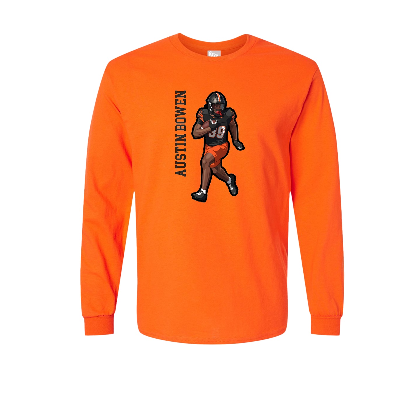 Long Sleeve Tee — Name Vertical in Orange