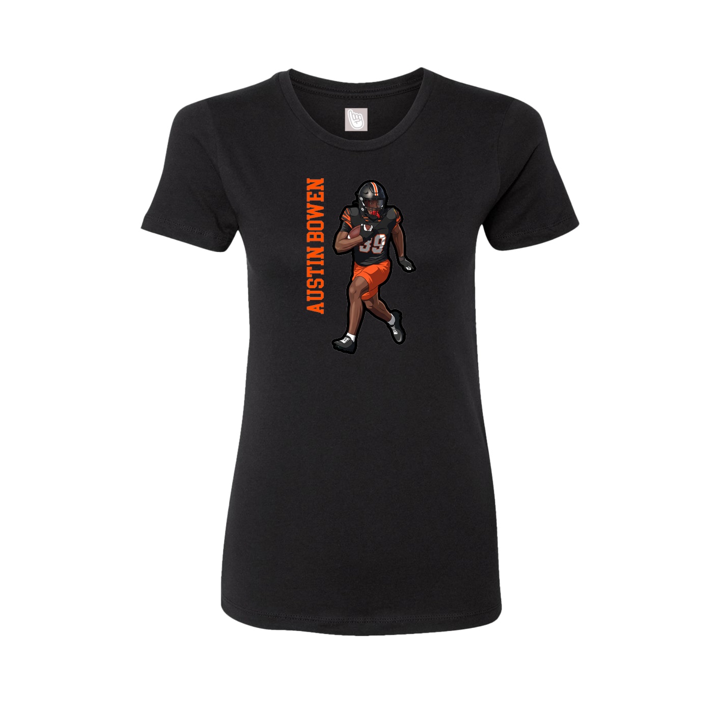 Womens Tee — Name Vertical in Black