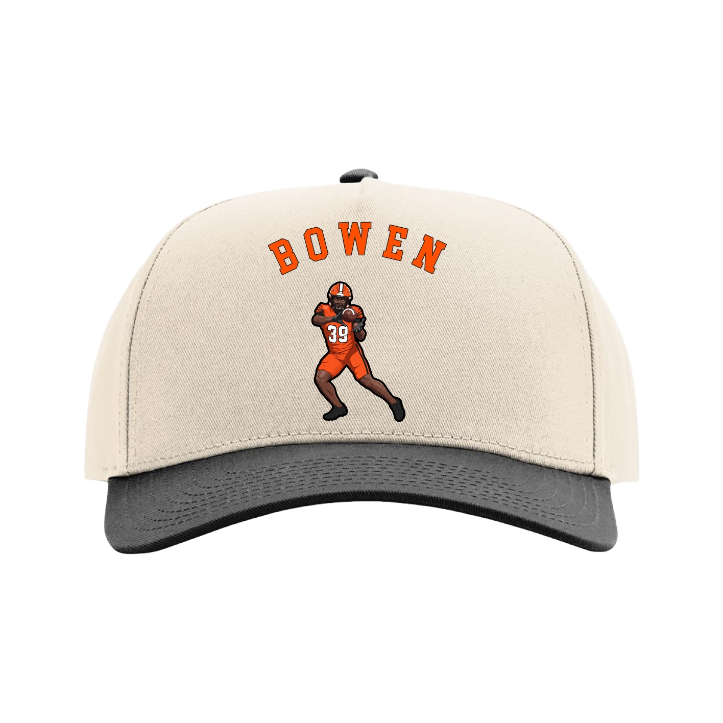 Full Fabric Five-Panel Champ Cap — Shirsey Arch in Cream/Black
