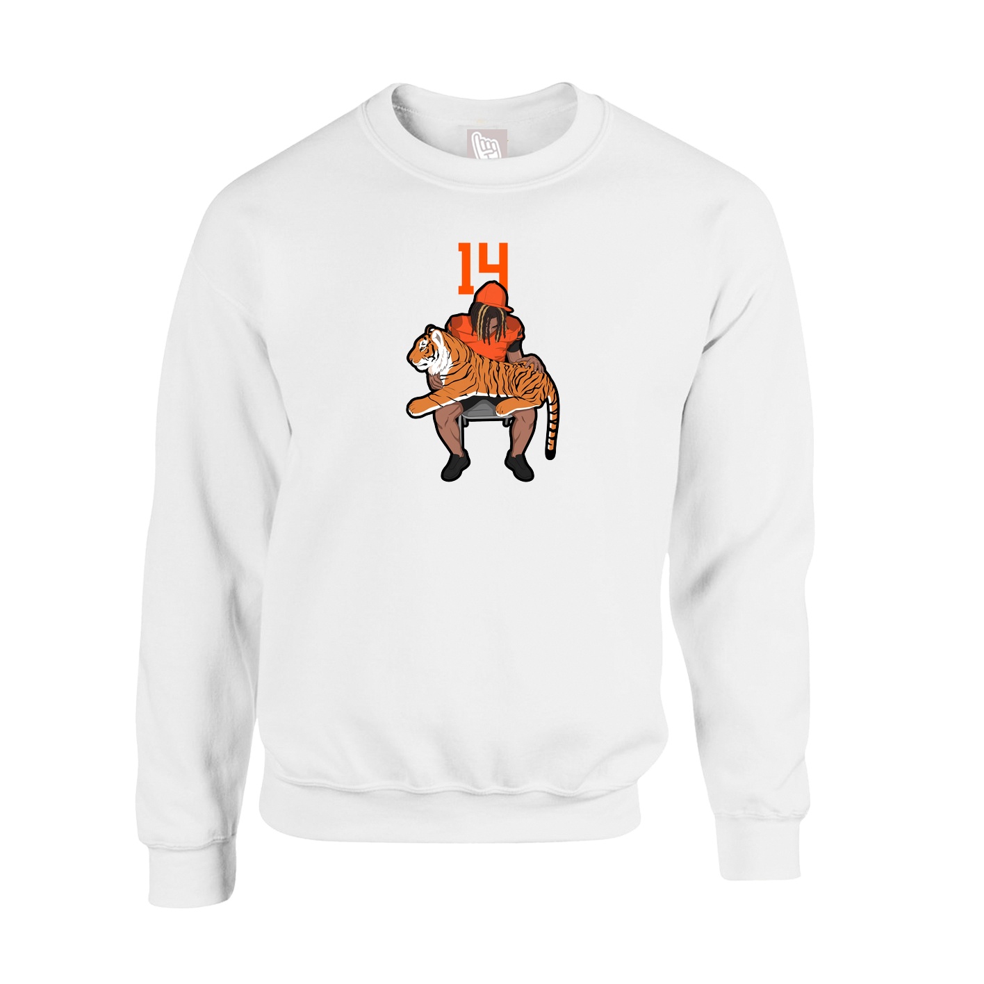 Fleece Crew — Number Top in White