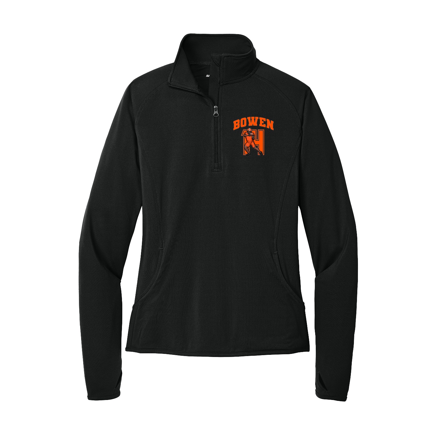 Women's Q-Zip Pullover — Number in Black