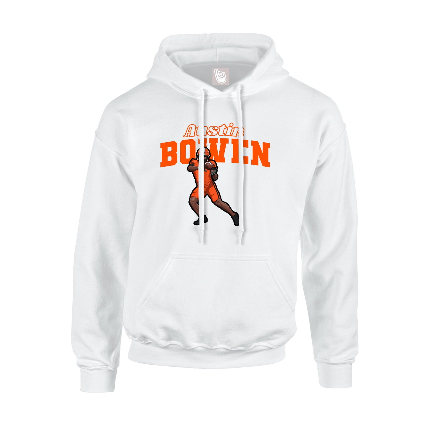 Youth Hoodie — Name Arch in White