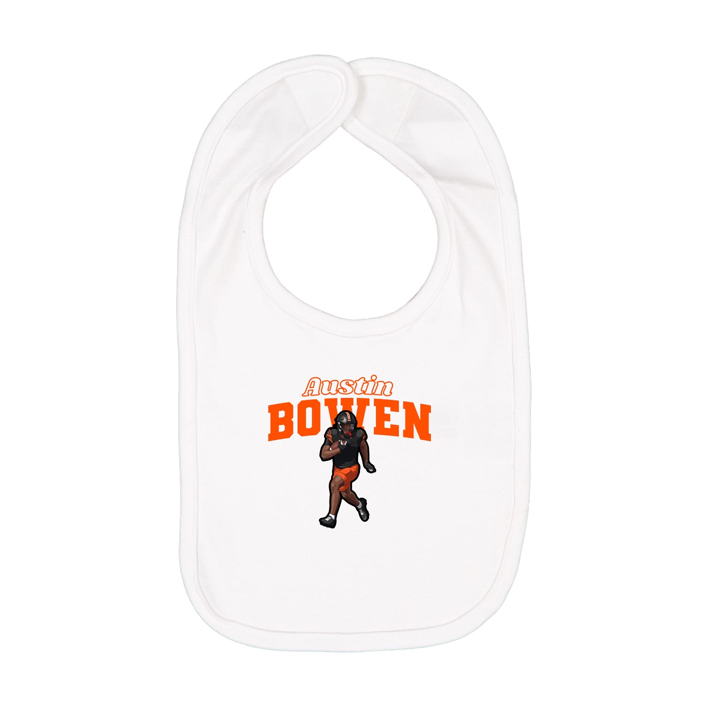 Infant Bib — Name Arch in White