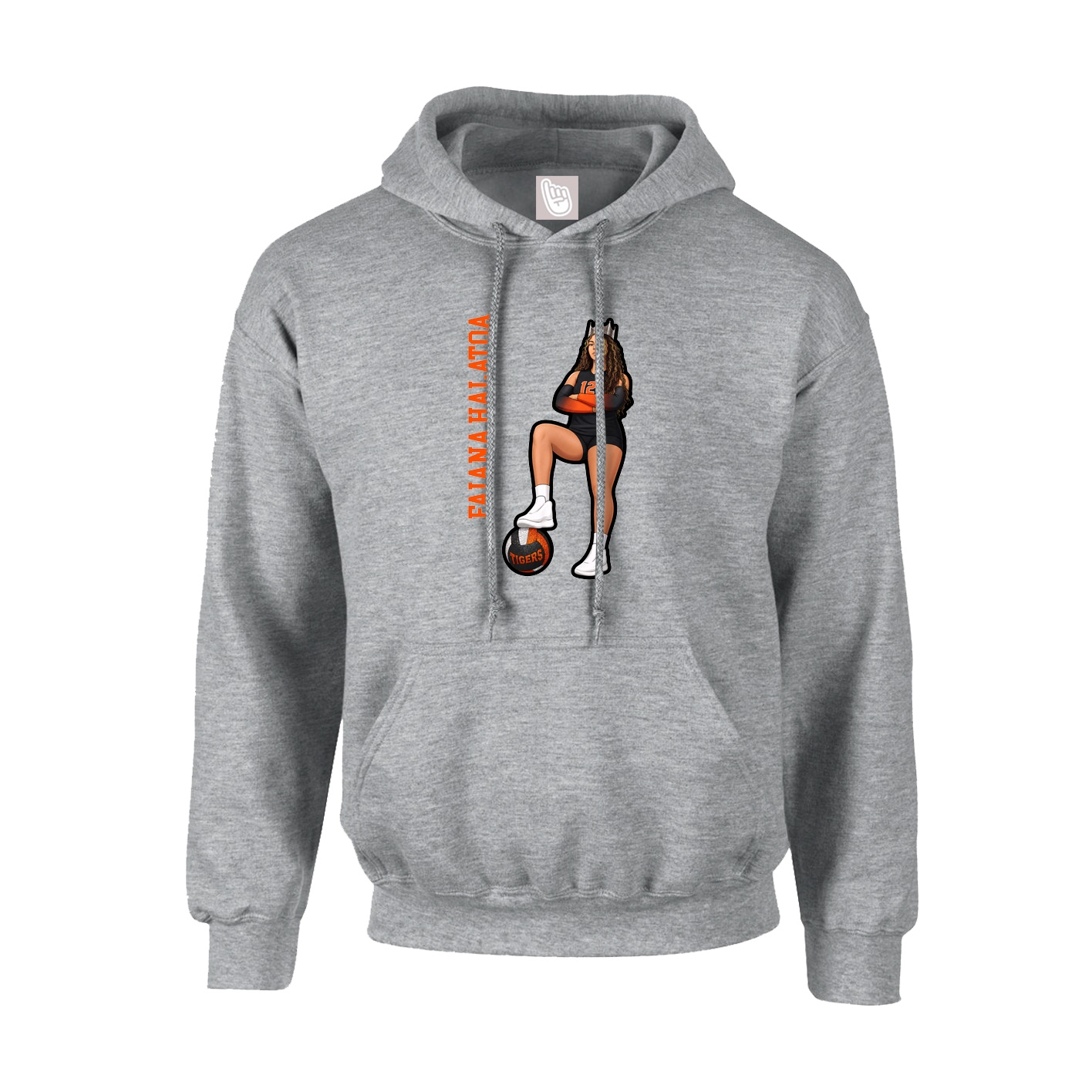 Youth Hoodie — Name Vertical in Grey