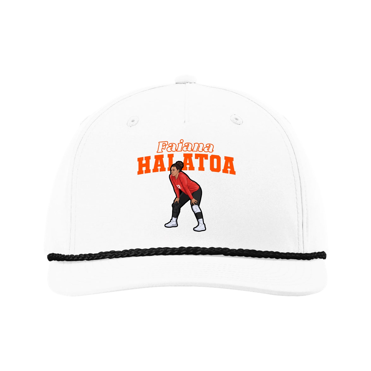 Five-Panel Classic Rope Cap — Name Arch in White