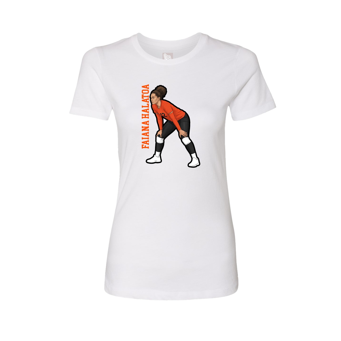 Womens Tee — Name Vertical in White