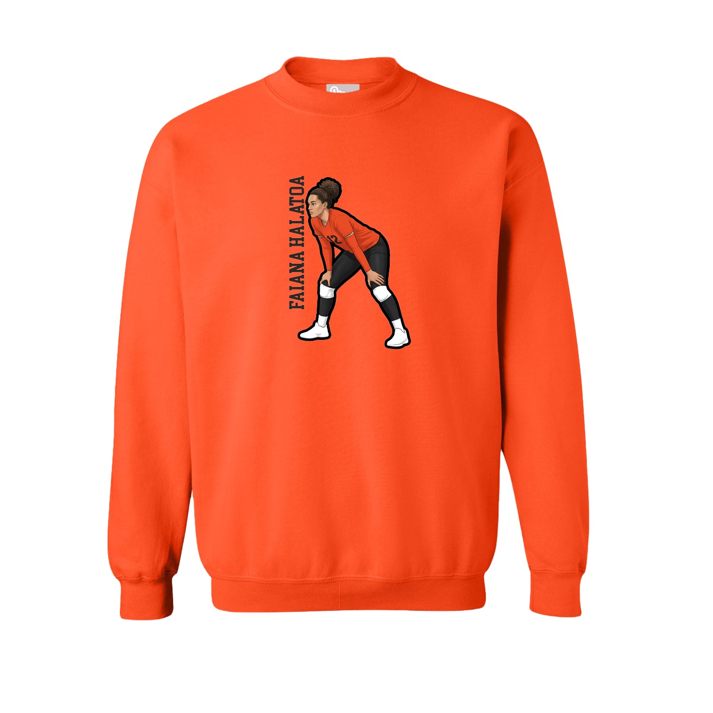 Fleece Crew — Name Vertical in Orange
