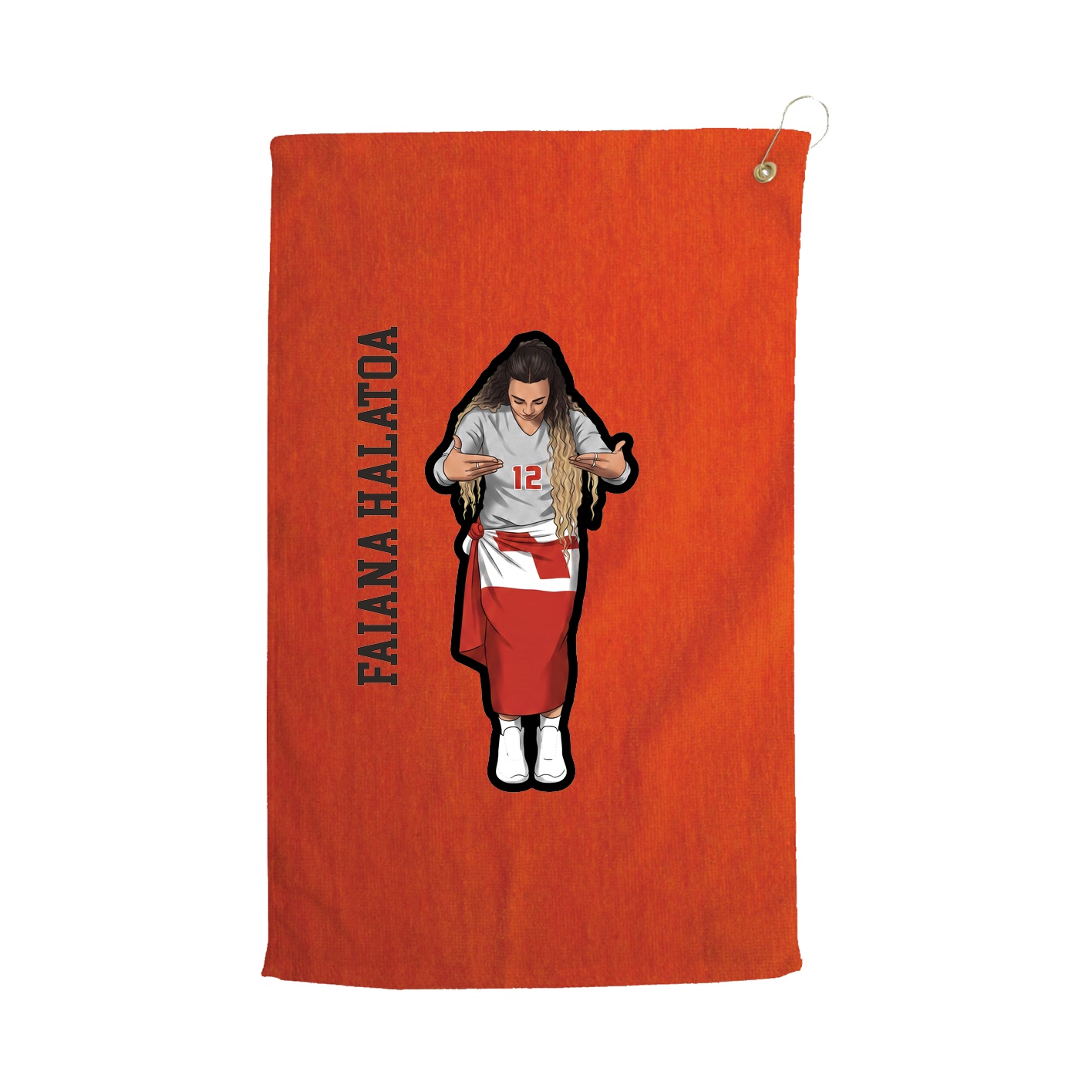 Golf Towel — Name Vertical in Orange