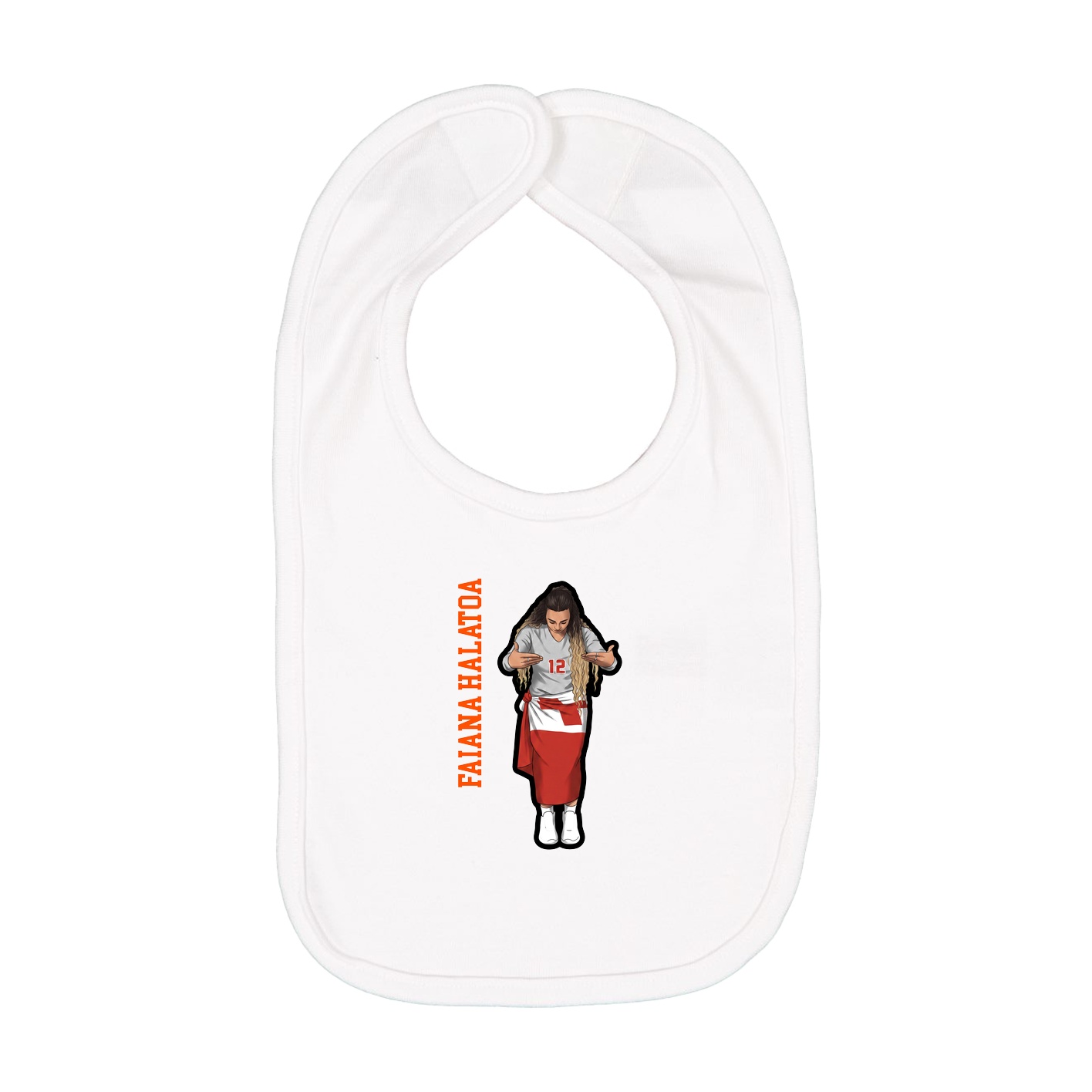 Infant Bib — Name Vertical in White
