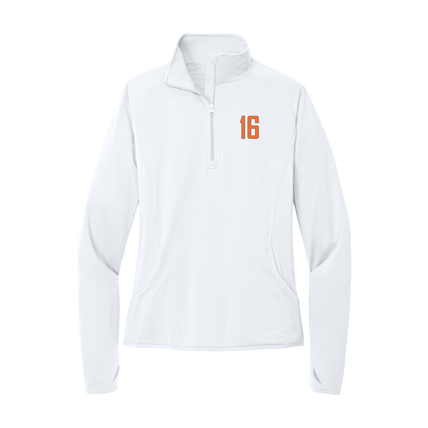 Women's Q-Zip Pullover — Front Shirsy in White
