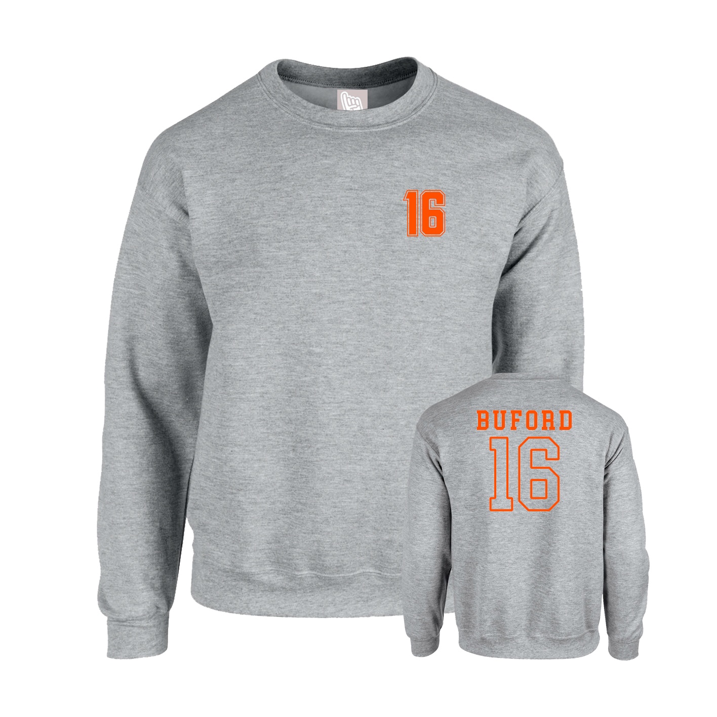 Fleece Crew — Chest Back in Grey