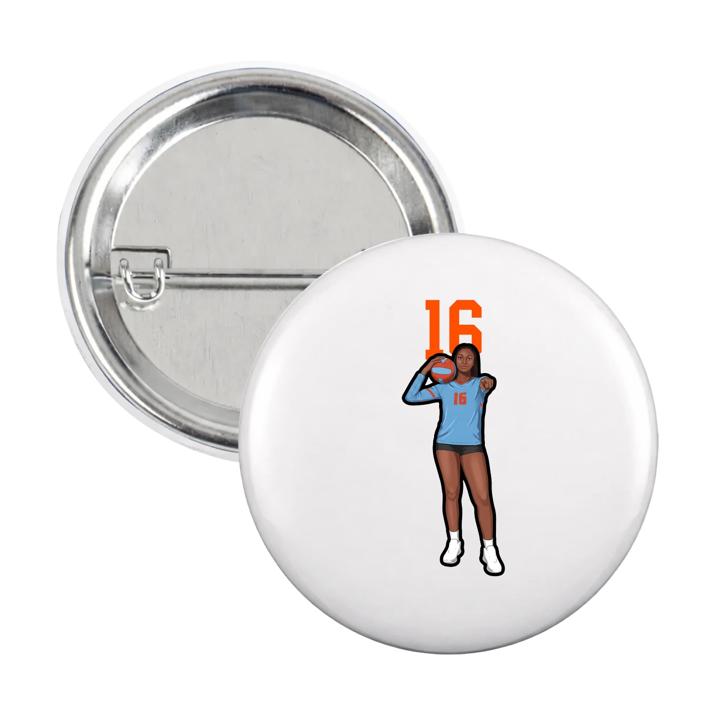 Game Day Button — Number Top in White