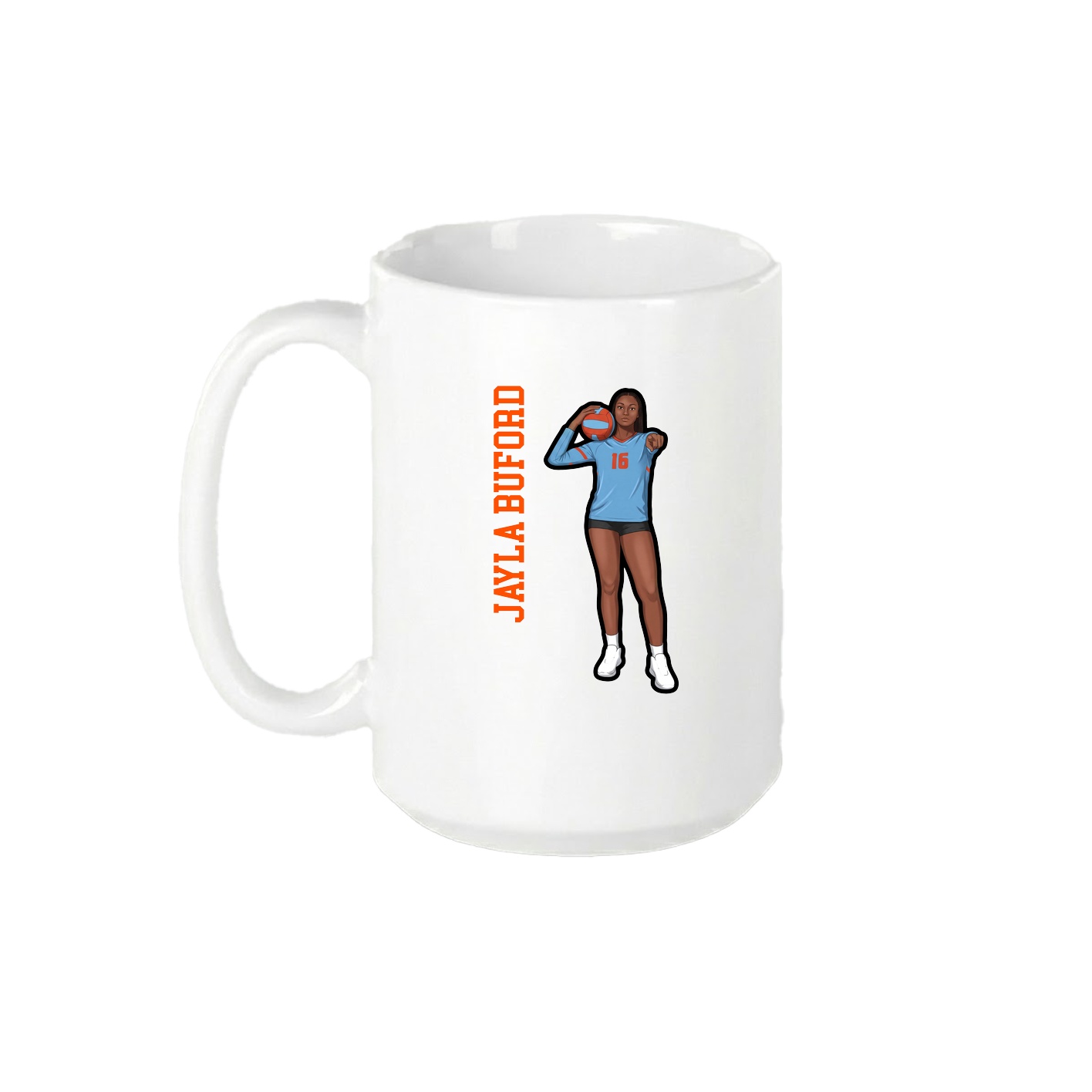 15oz Coffee Mug — Name Vertical in White