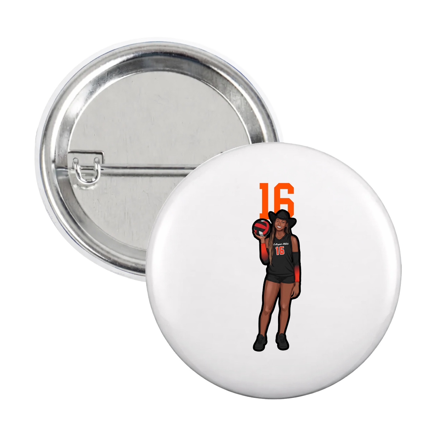 Game Day Button — Number Top in White