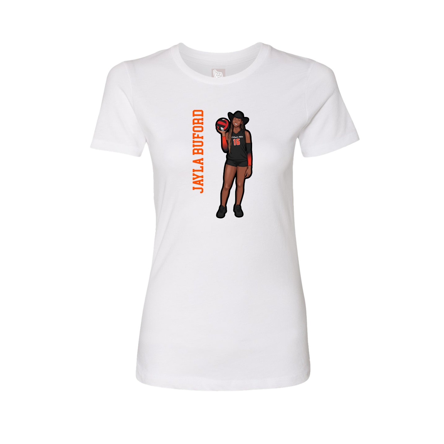 Fitted Women's Tee — Name Vertical in White