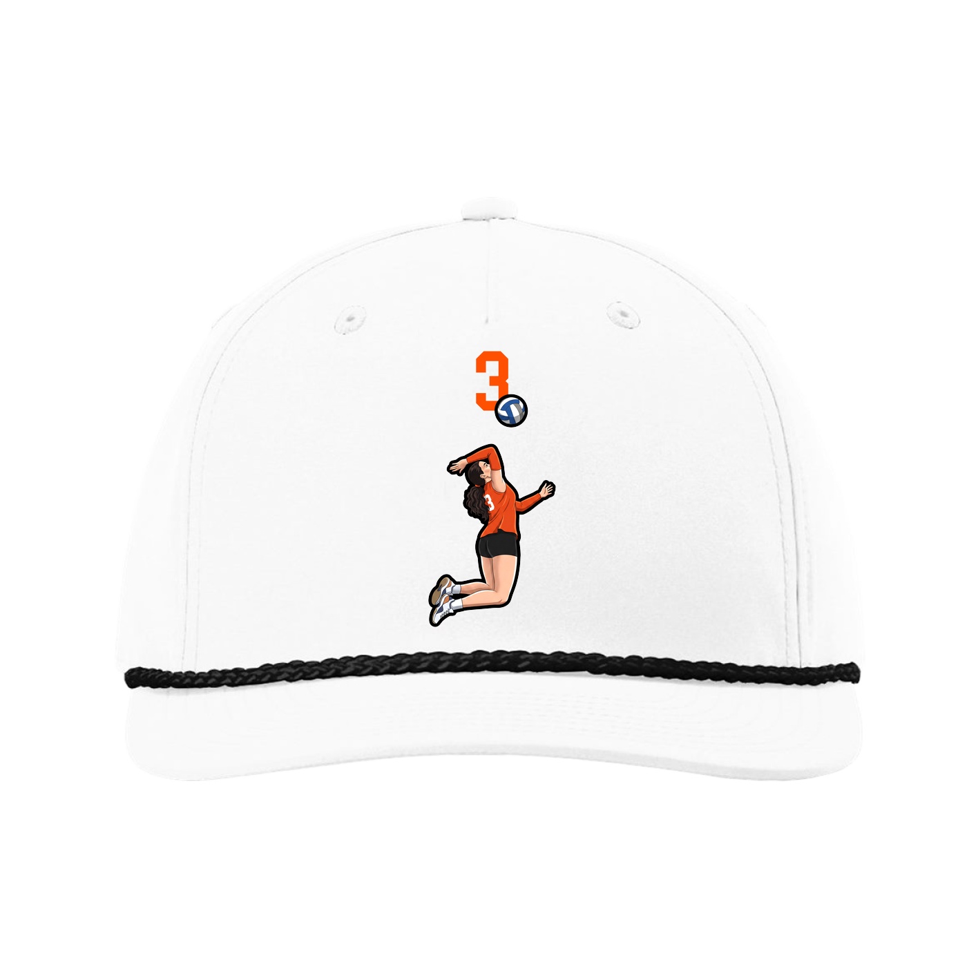 Five-Panel Classic Rope Cap — Number Top in White