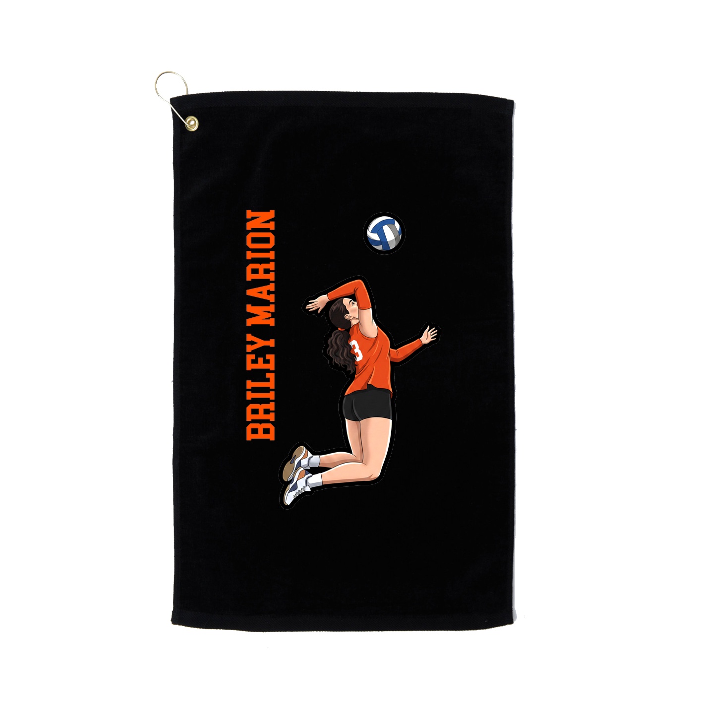 Golf Towel — Name Vertical in Black