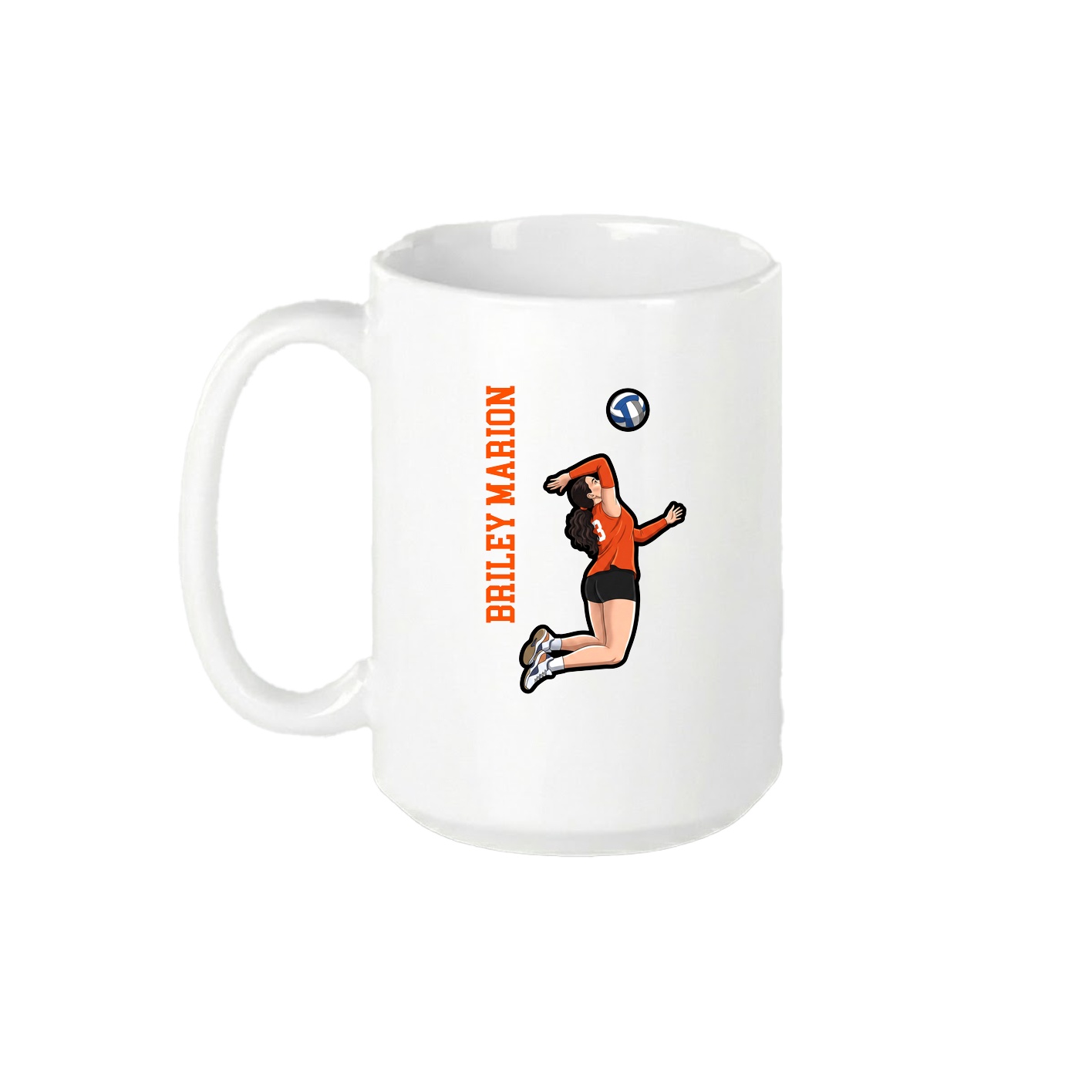 15oz Coffee Mug — Name Vertical in White
