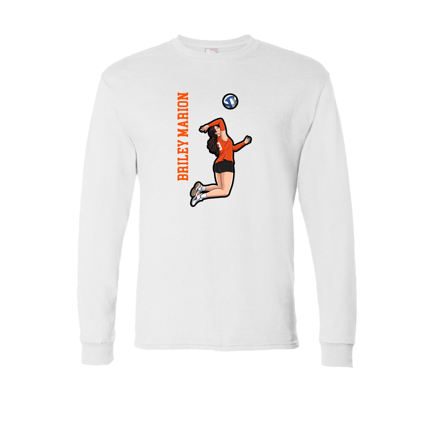 Long Sleeve Tee — Name Vertical in White