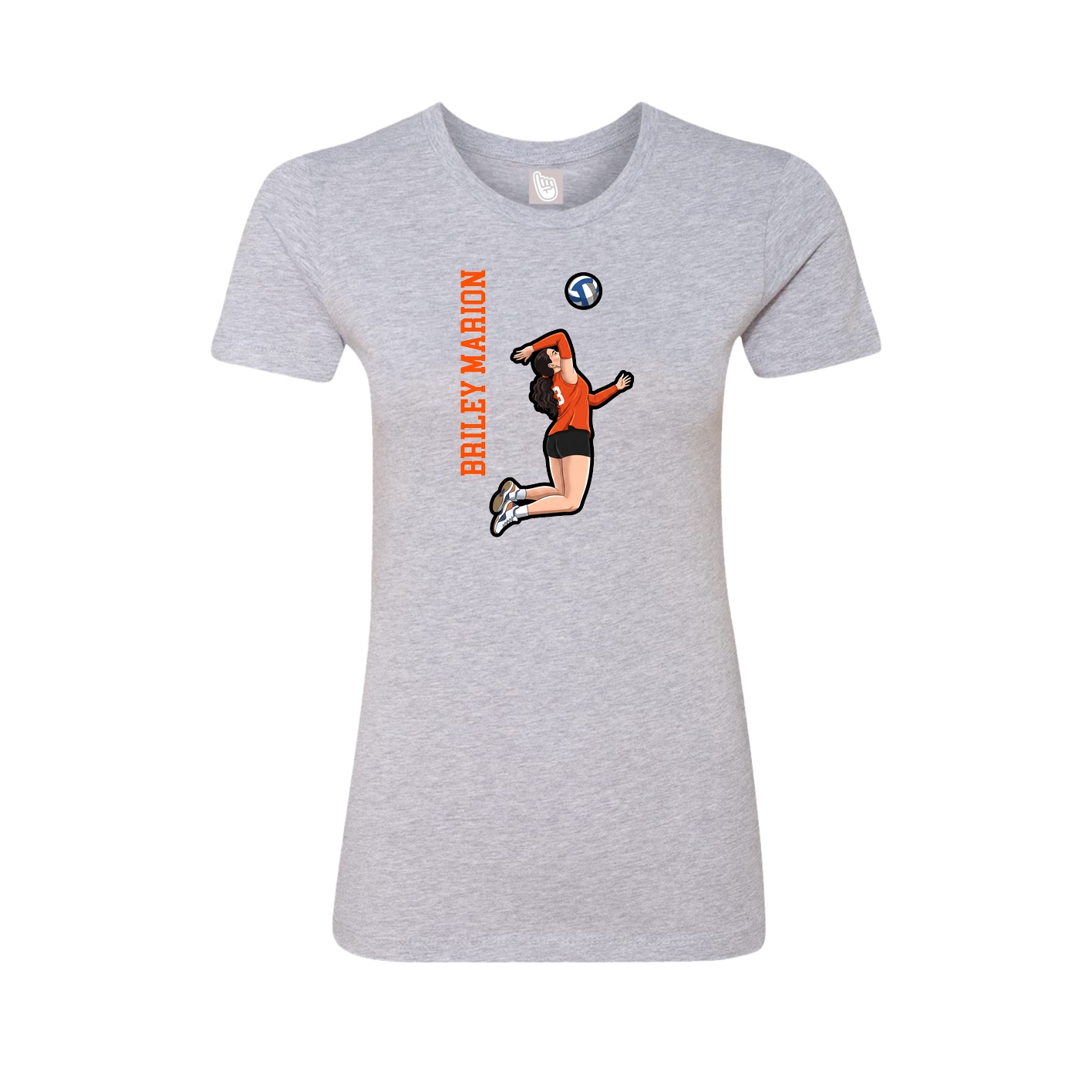 Fitted Women's Tee — Name Vertical in Grey