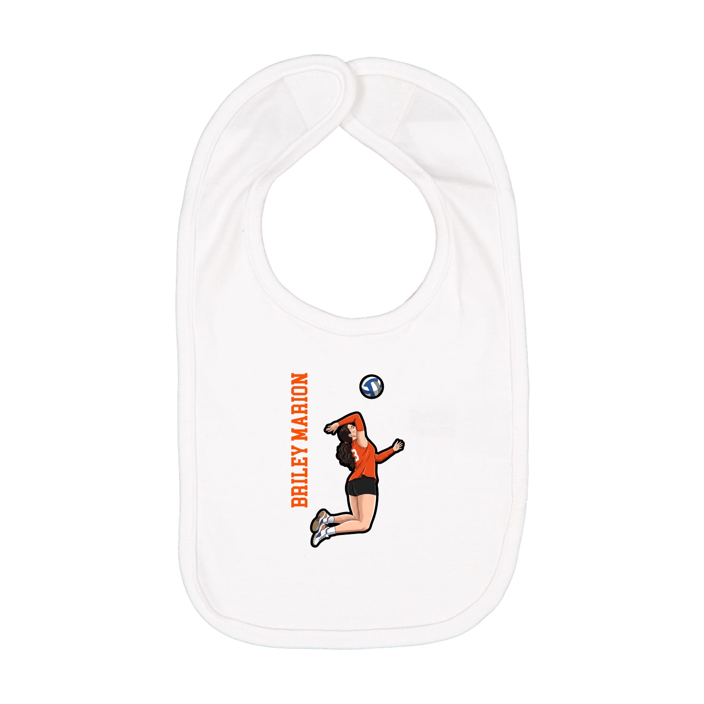 Infant Bib — Name Vertical in White