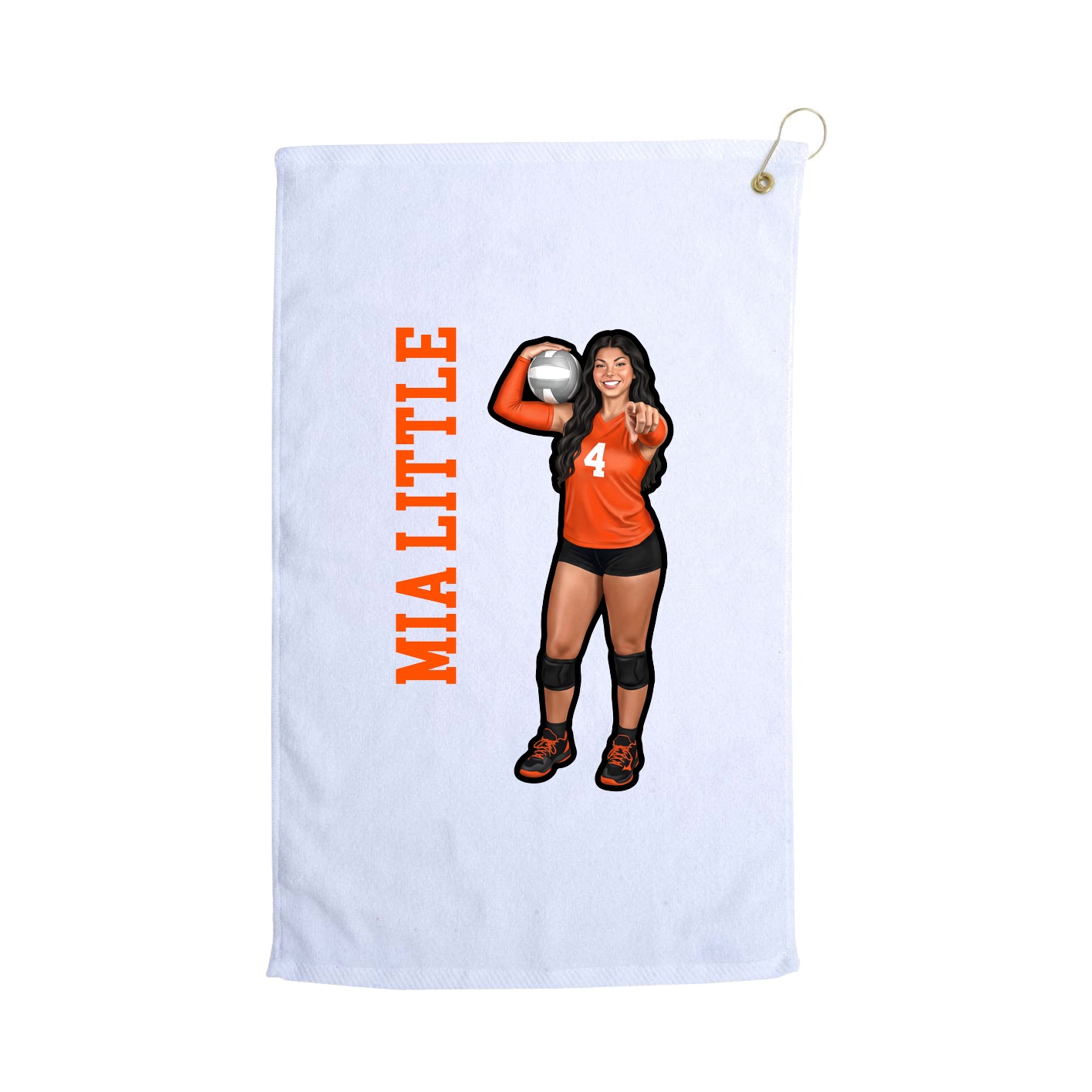 Golf Towel — Name Vertical in White