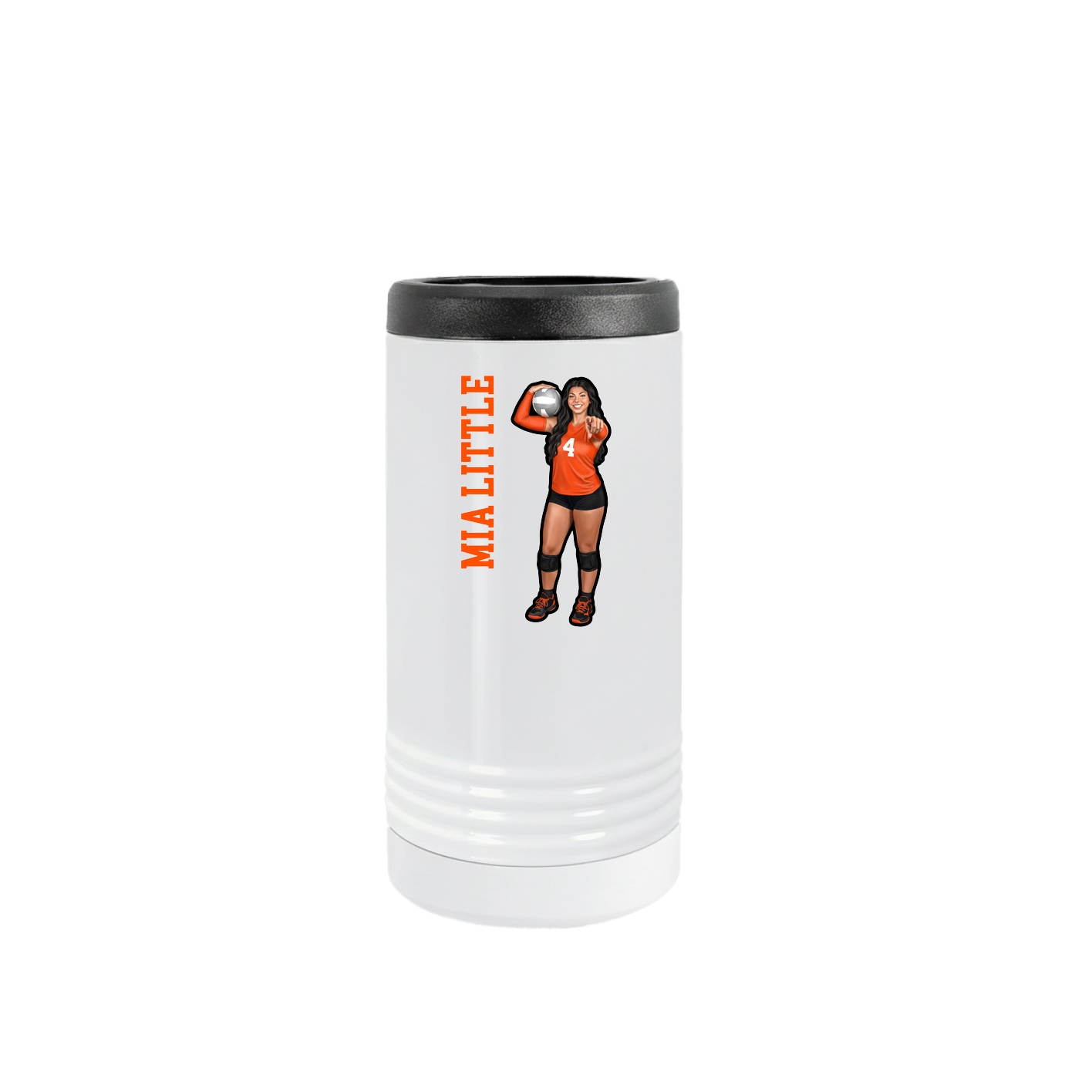 Slim Beverage Holder — Name Vertical in White