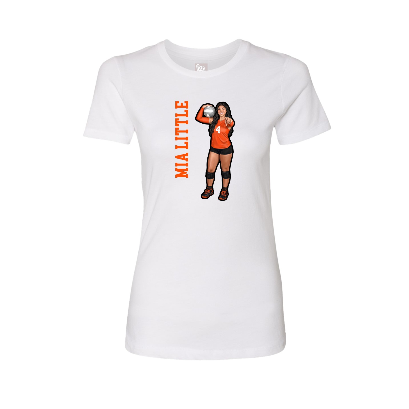 Womens Tee — Name Vertical in White