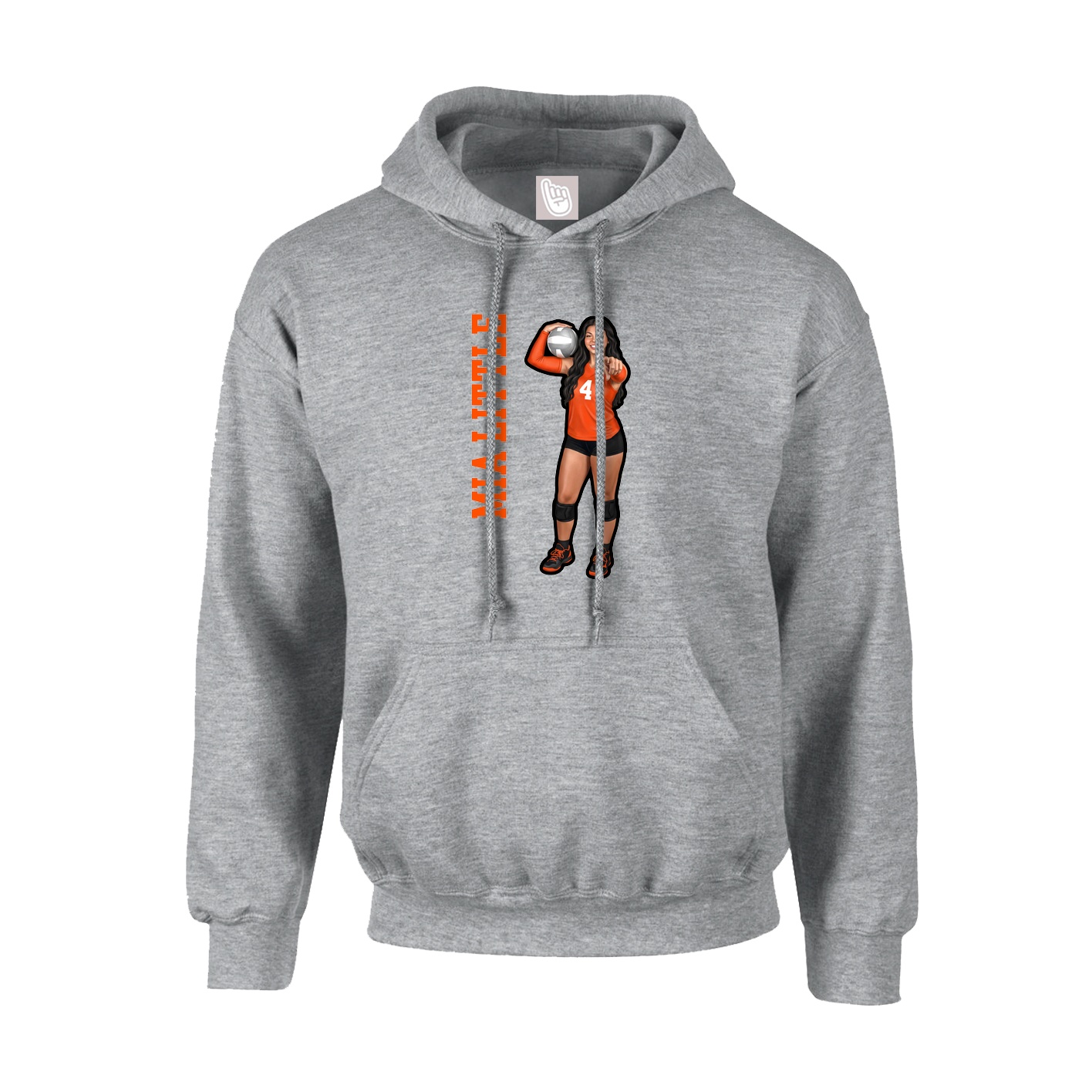 Youth Hoodie — Name Vertical in Grey