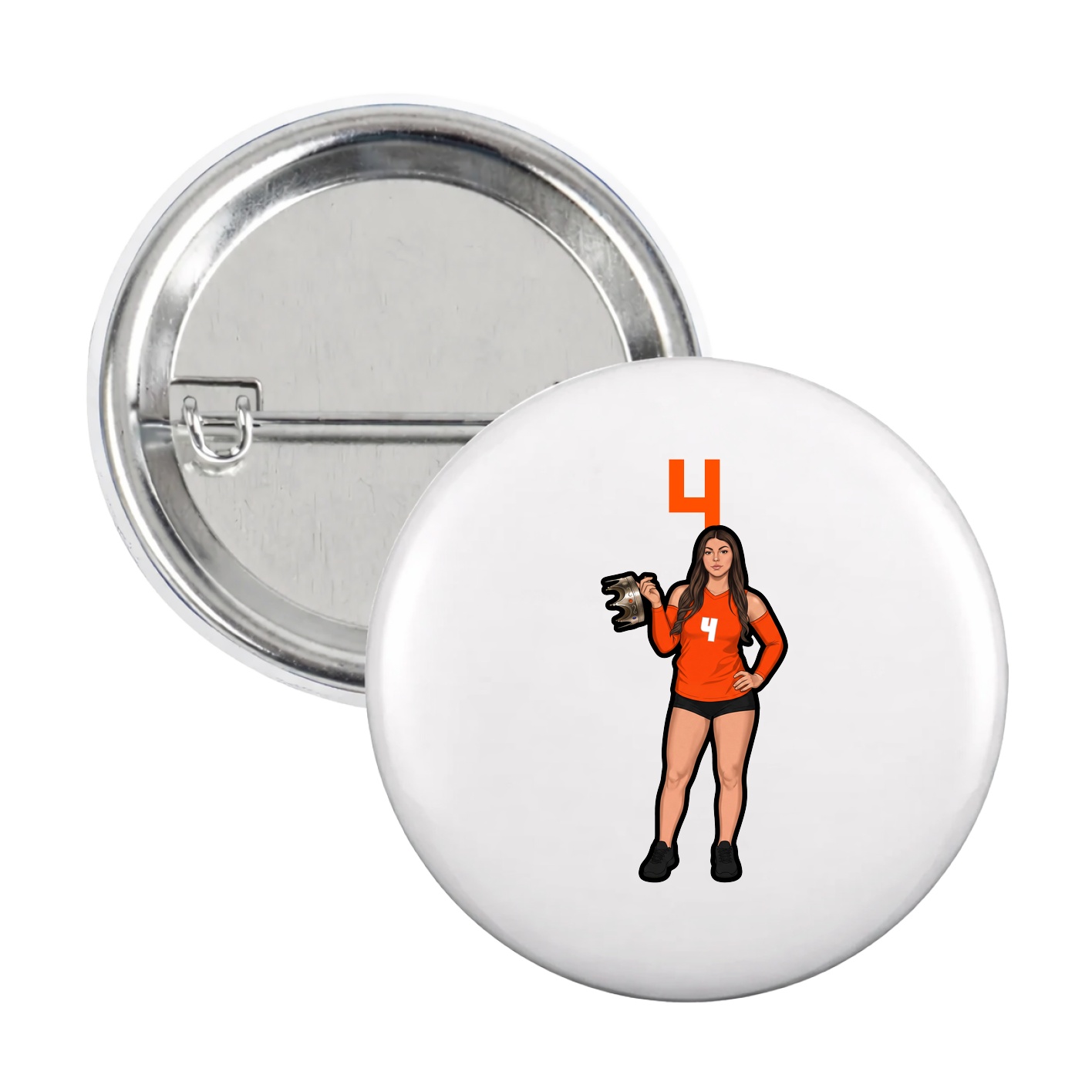 Game Day Button — Number Top in White