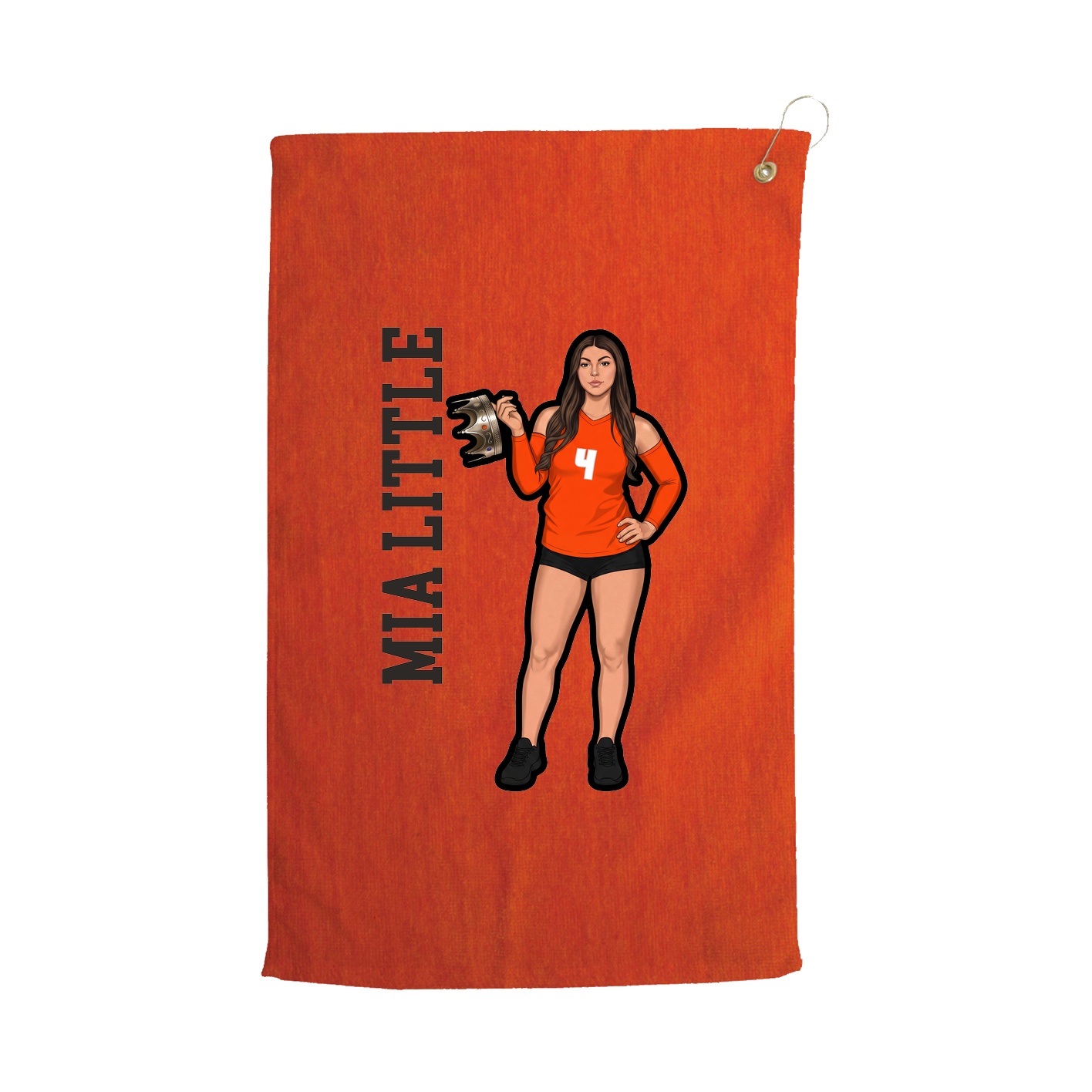 Golf Towel — Name Vertical in Orange