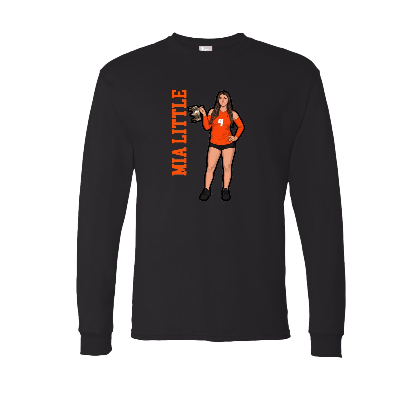 Long Sleeve Tee — Name Vertical in Black